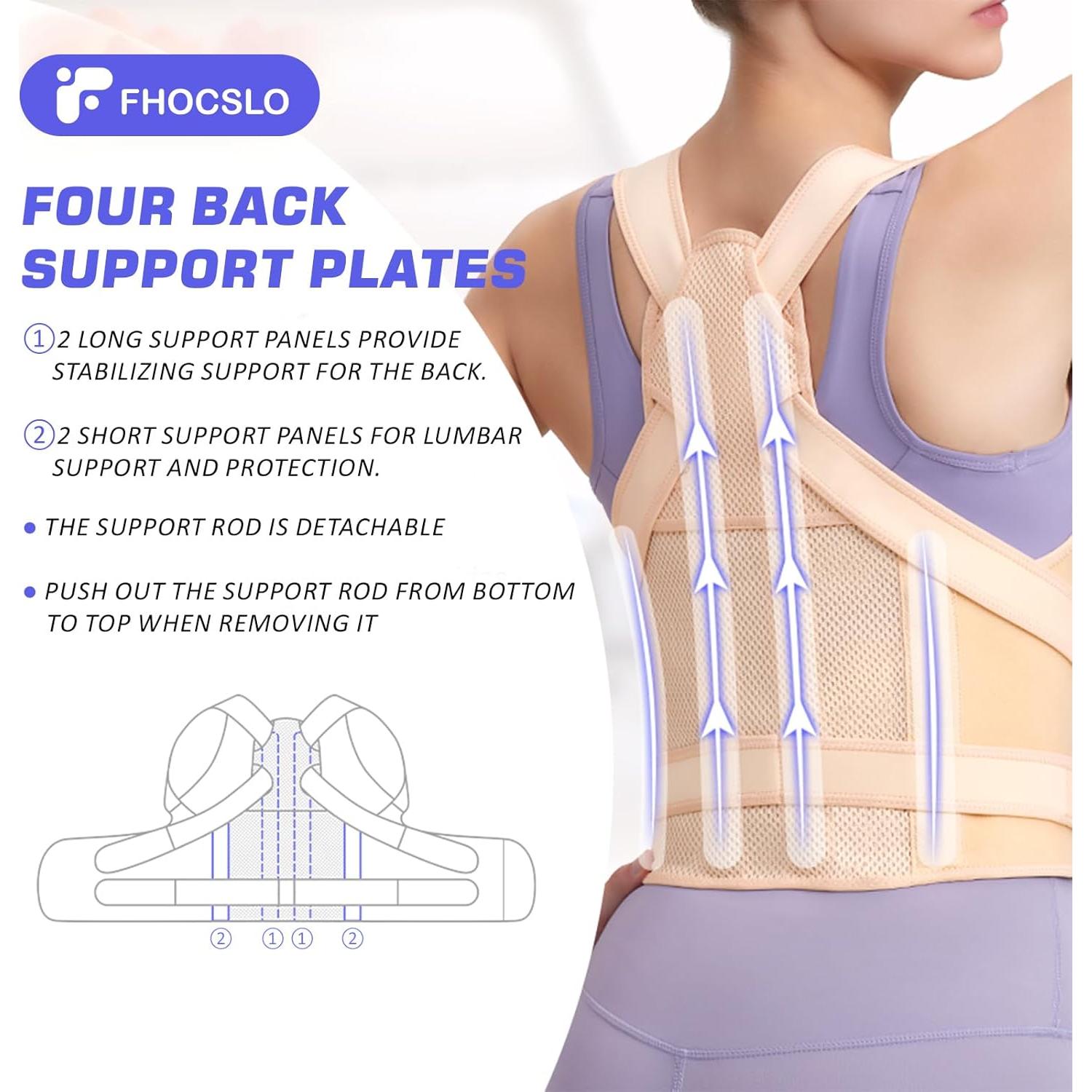 Corrector de Postura FHOCSLO Mediano Nude, Soporte Espalda Ergonómico