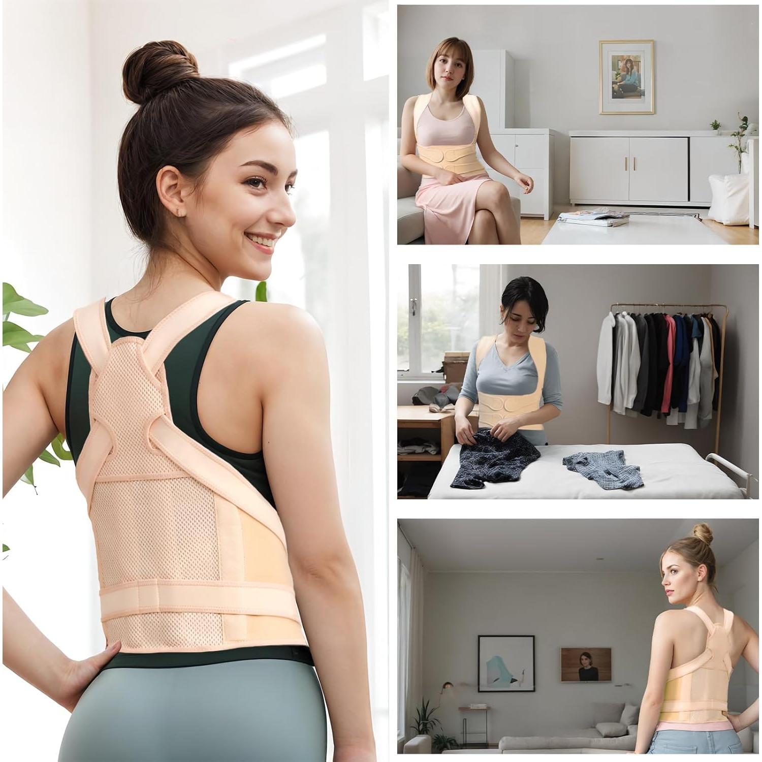 Corrector de Postura FHOCSLO Mediano Nude, Soporte Espalda Ergonómico