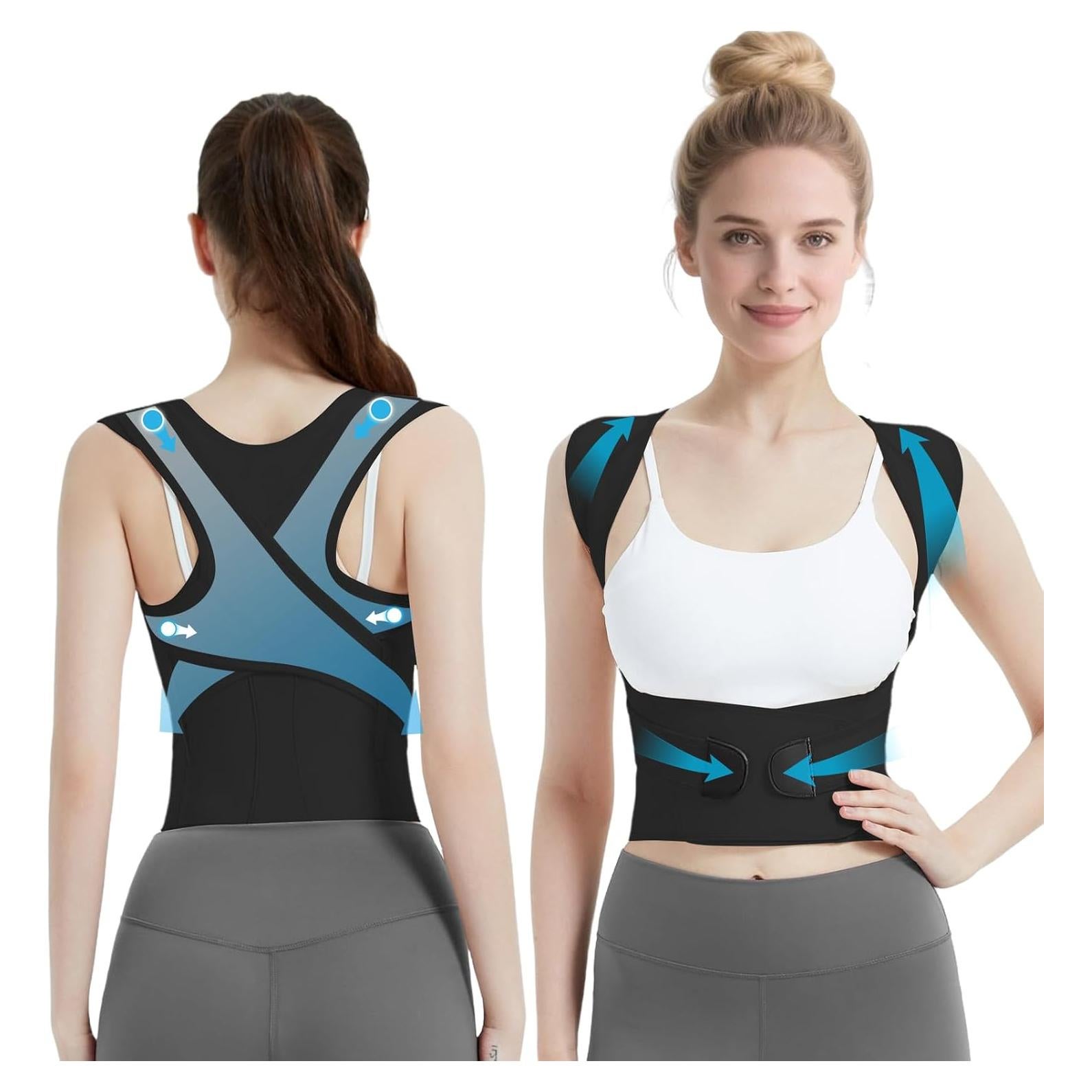 Corrector de Postura LuxuMach Negro Mediano Ajustable Espalda