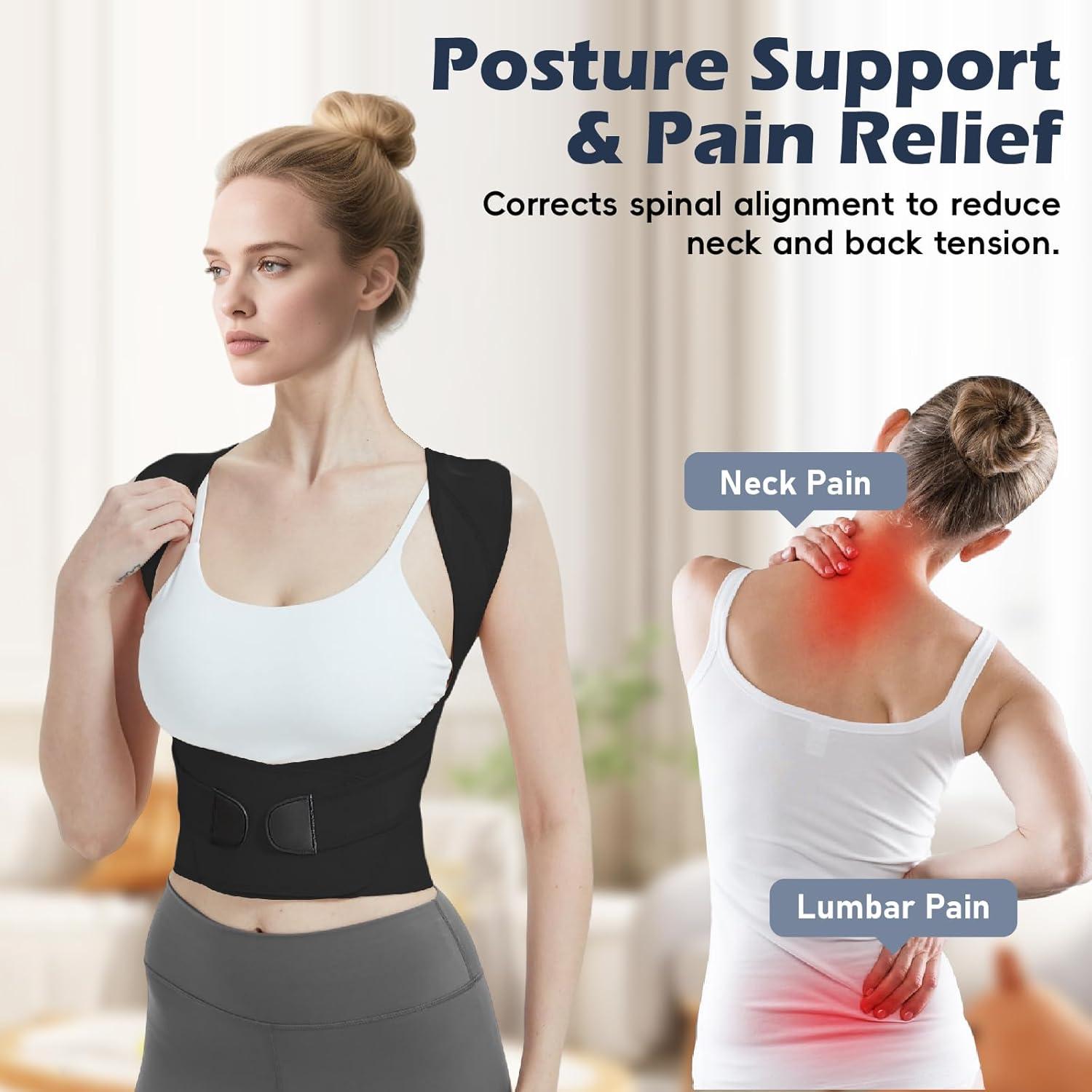 Corrector de Postura LuxuMach Negro Mediano Ajustable Espalda