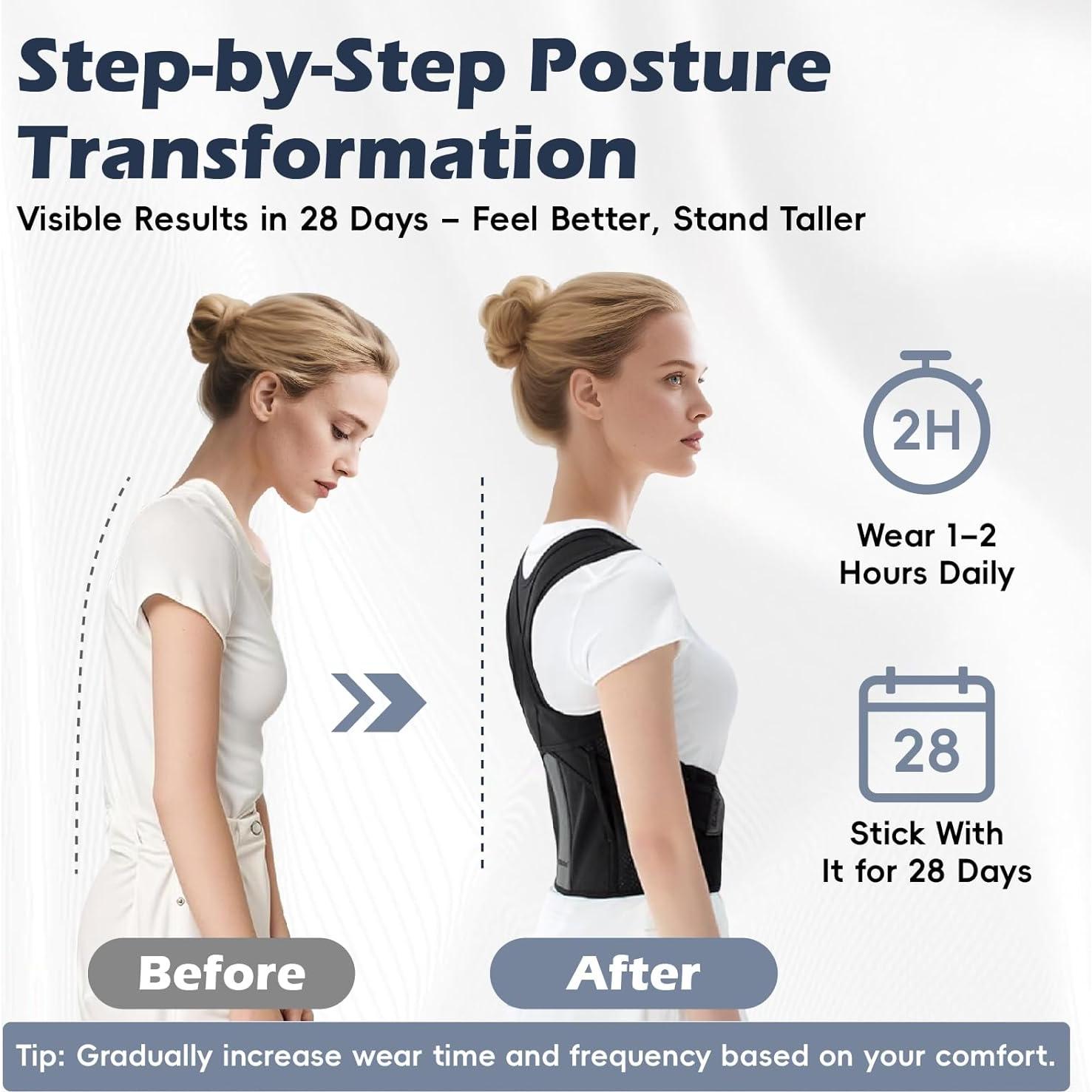 Corrector de Postura LuxuMach Negro Mediano Ajustable Espalda