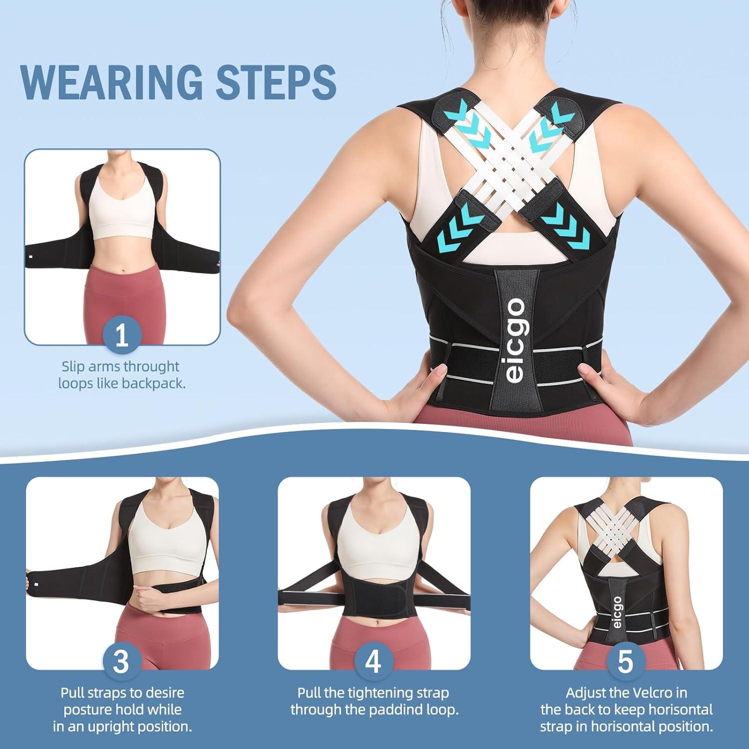 Corrector de Postura Eicgo Ajustable para Hombres y Mujeres - Alivio Dolor Espalda