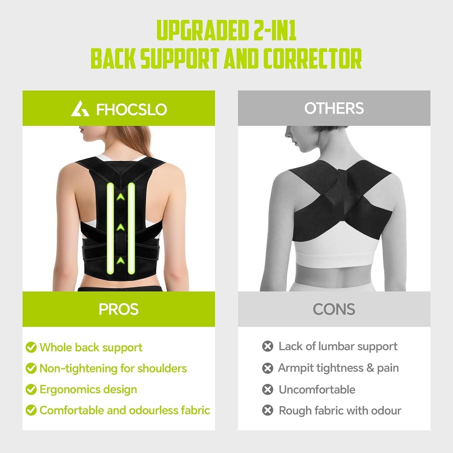 Corrector de Postura Ergonómico FHOCSLO Mediano Negro