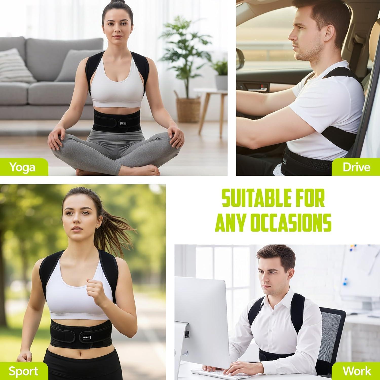 Corrector de Postura Ergonómico FHOCSLO Mediano Negro