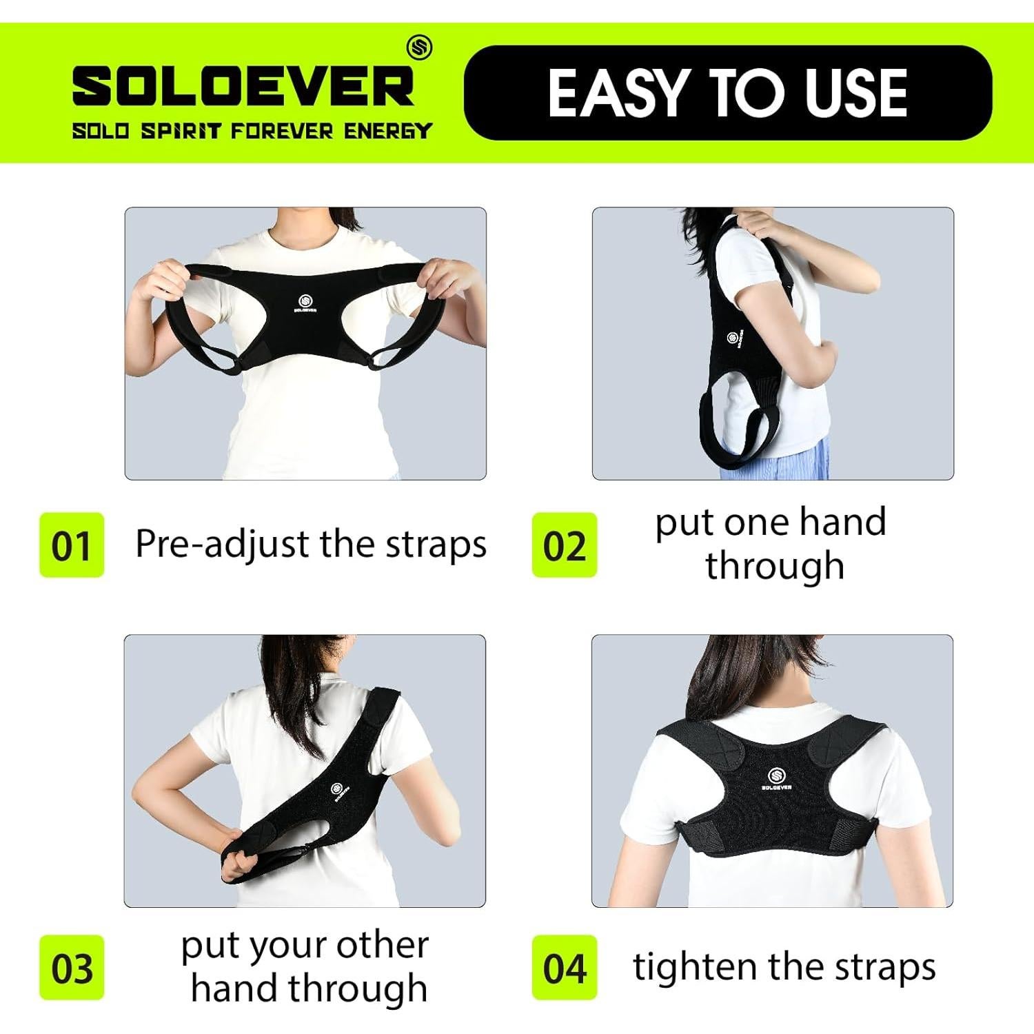 Corrector de Postura Soloever Ajustable para Alivio del Dolor