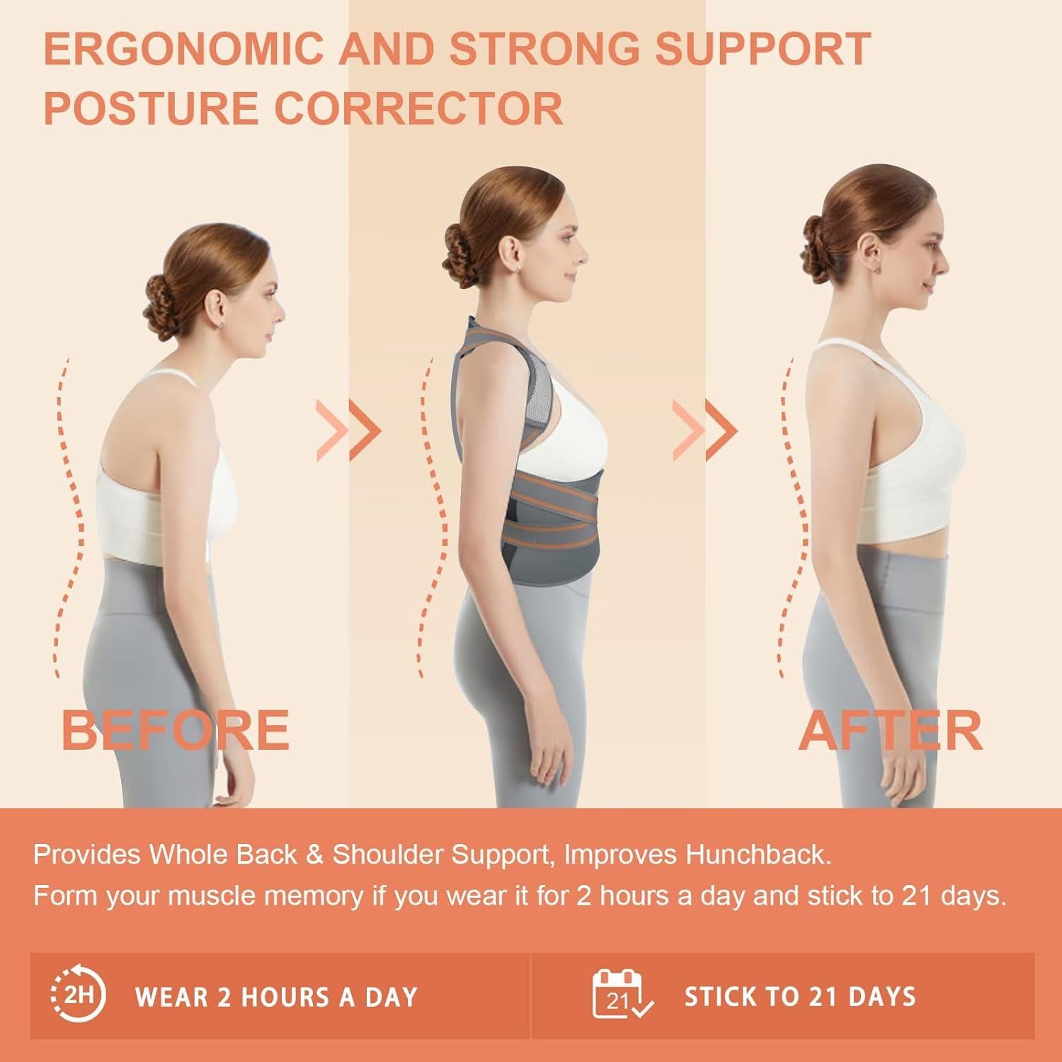 Corrector de Postura AIDY-PRO Ajustable para Espalda Grande