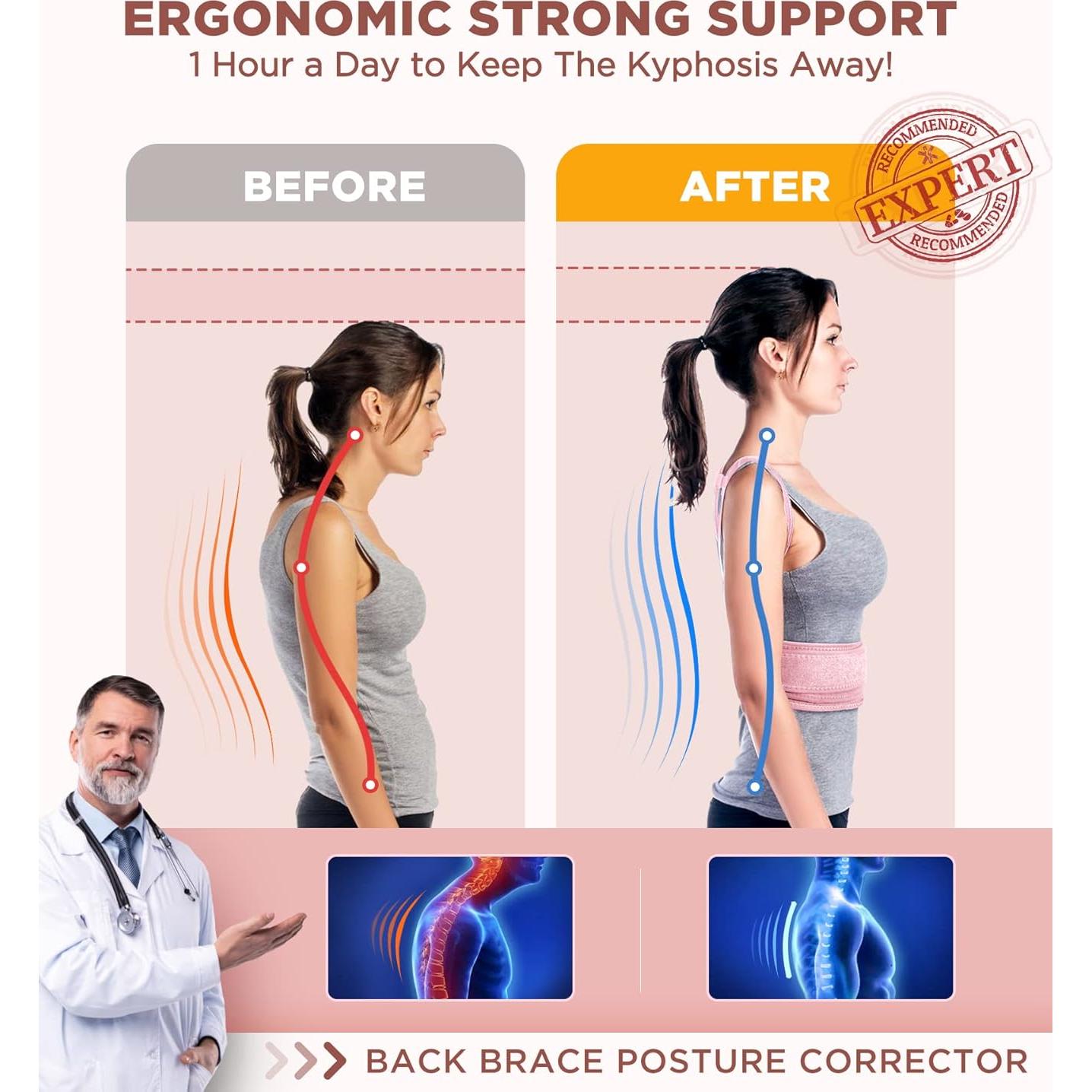 Corrector de Postura FILLOVE para Hombres y Mujeres - Faja Ajustable con Soporte Magnético