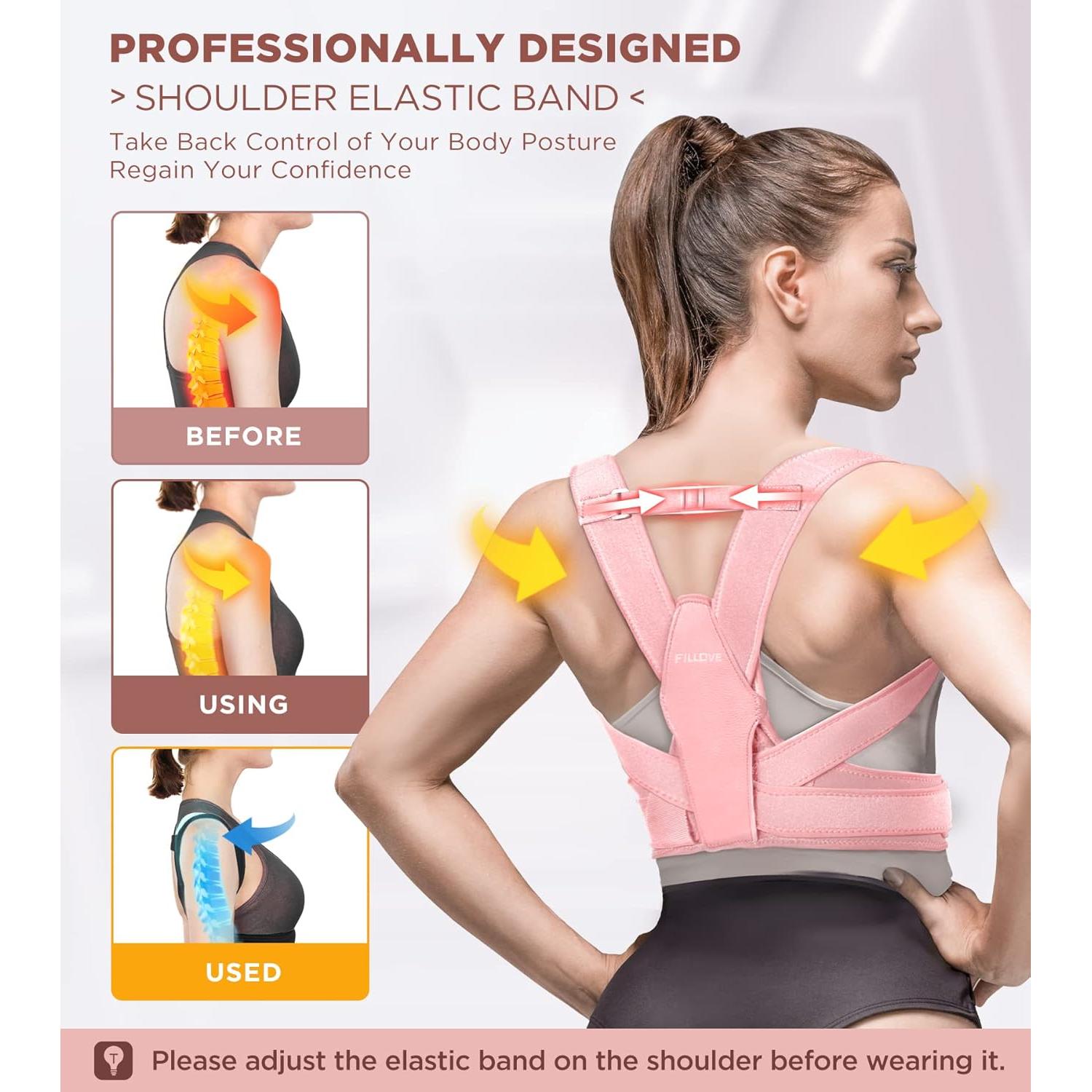 Corrector de Postura FILLOVE para Hombres y Mujeres - Faja Ajustable con Soporte Magnético