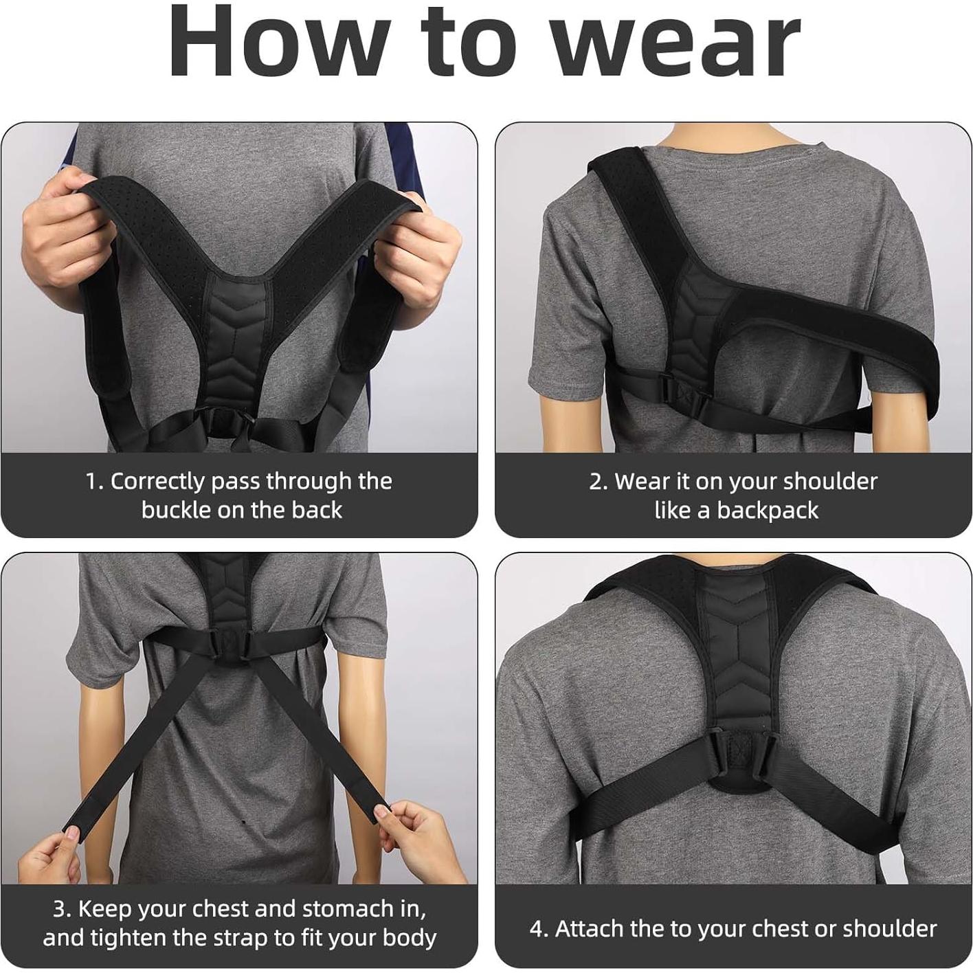 Corrector de Postura BOXOB Ajustable Transpirable Negro