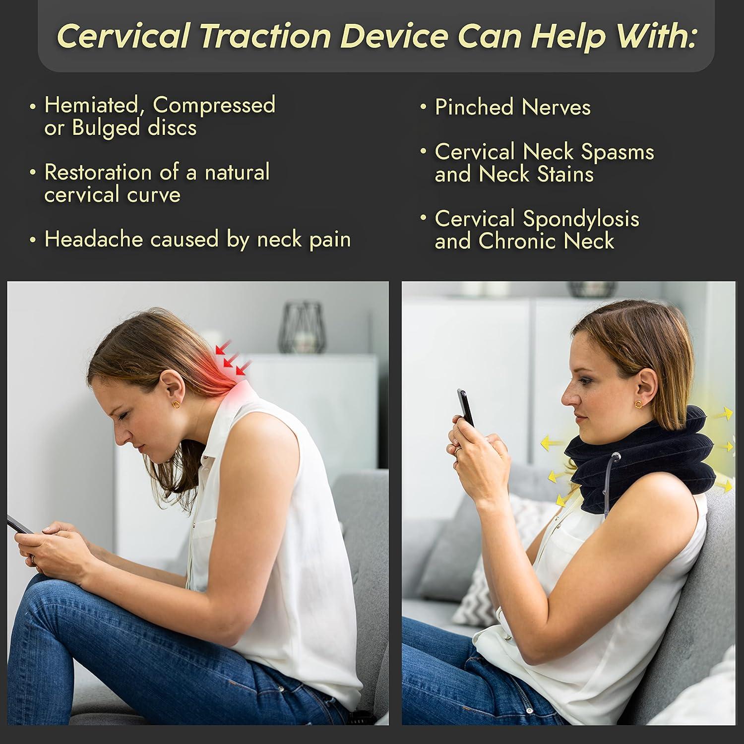 Dispositivo de Tracción Cervical iBYWM Ajustable Negro Carbón