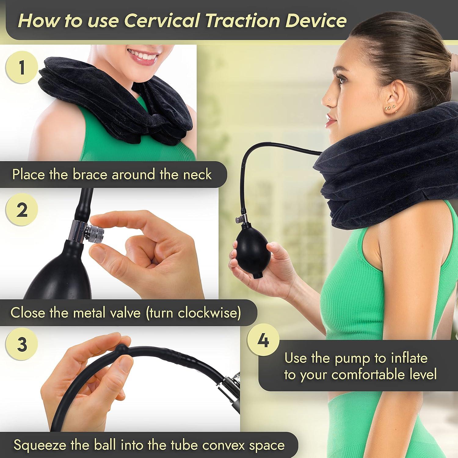 Dispositivo de Tracción Cervical iBYWM Ajustable Negro Carbón
