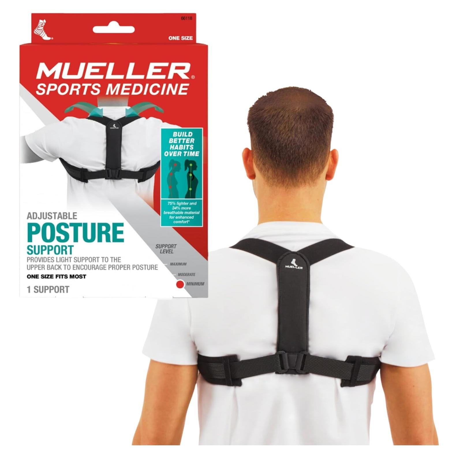 Corrector de Postura Mueller Ajustable para Espalda - Talla Única Negro