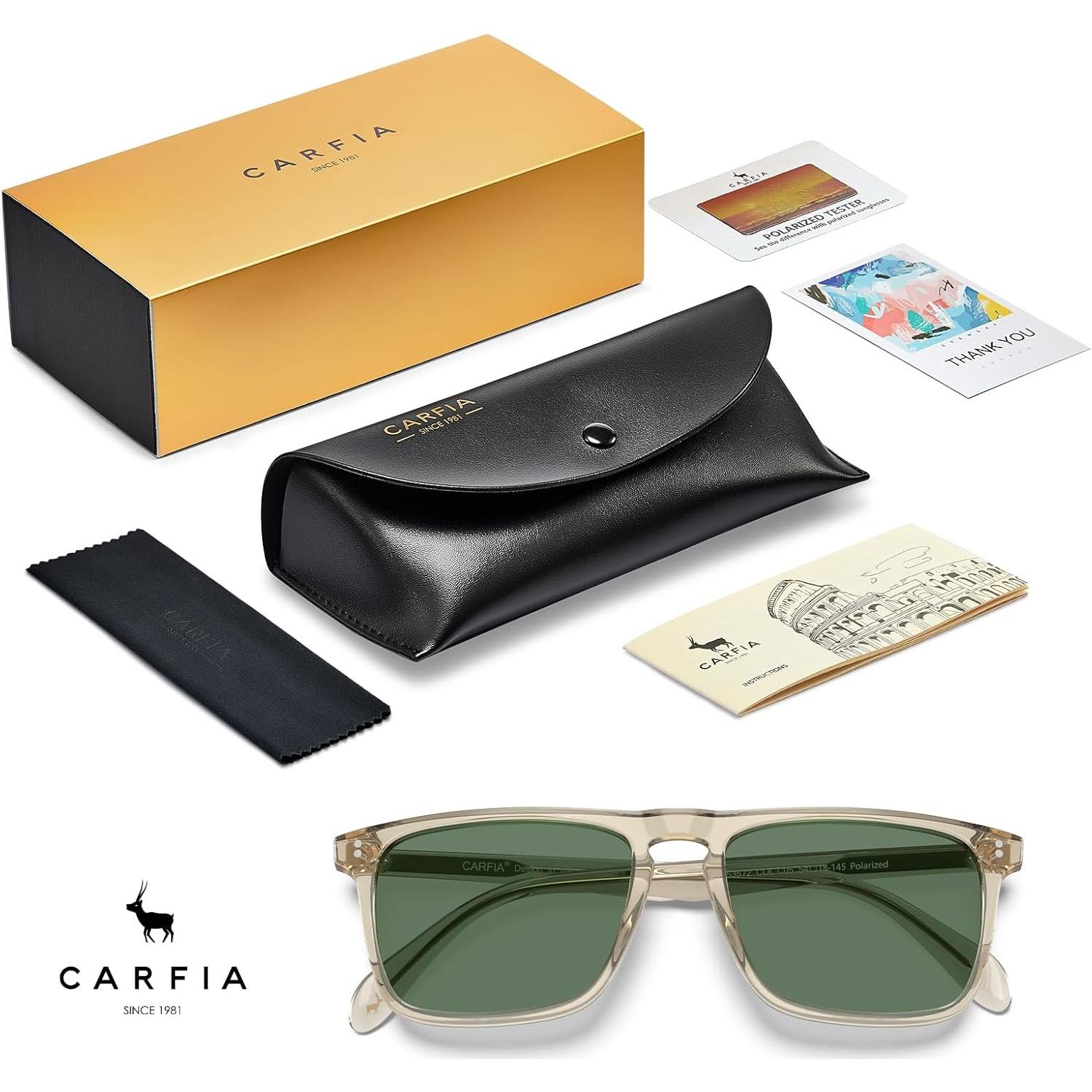 Gafas de sol polarizadas CARFIA para hombres UV400 marco acetato