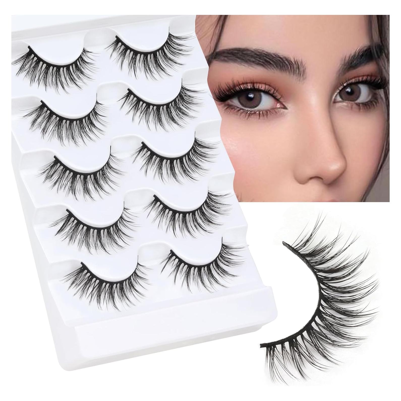 Pestañas Veleasha Wispy 5 Pares 100% Hechas a Mano