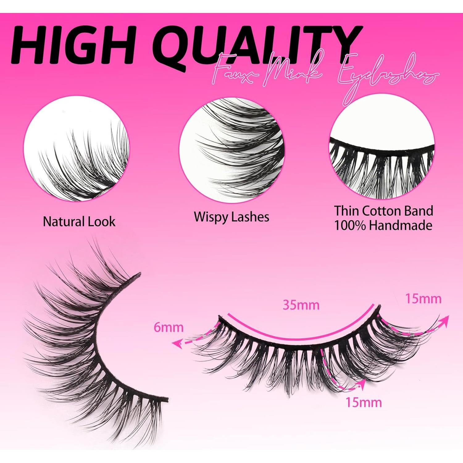 Pestañas Veleasha Wispy 5 Pares 100% Hechas a Mano