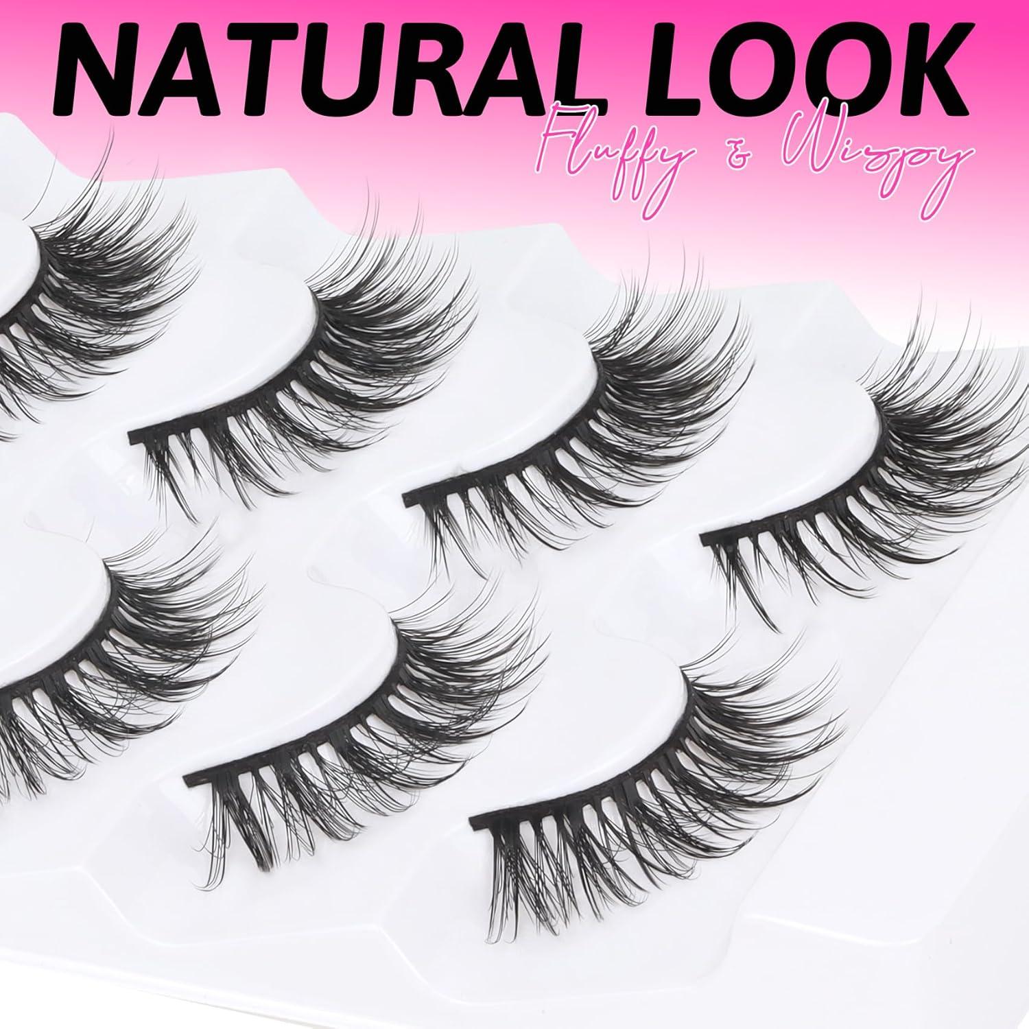 Pestañas Veleasha Wispy 5 Pares 100% Hechas a Mano