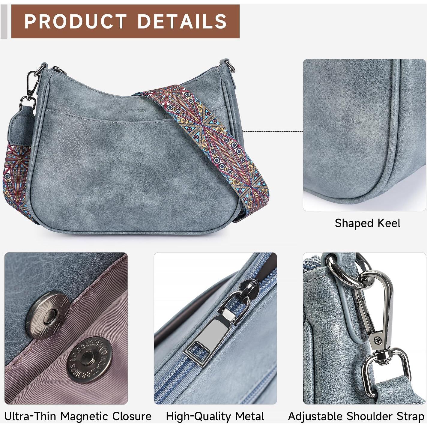 Bolso Cruzado de Cuero Vegano APHISON para Mujeres 30x9x21cm