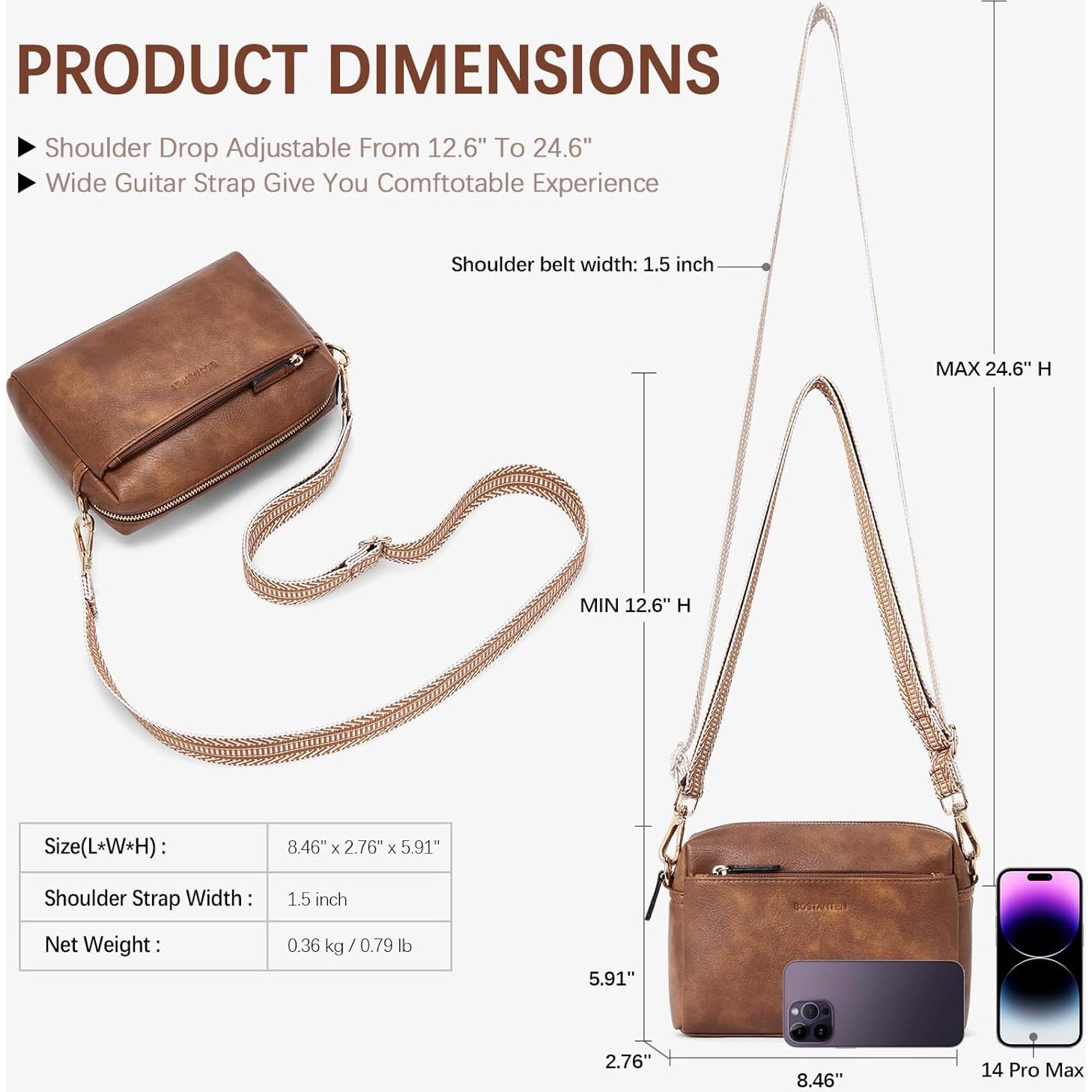 Bolso Cruzado BOSTANTEN de Cuero Vegano para Mujeres - Marrón