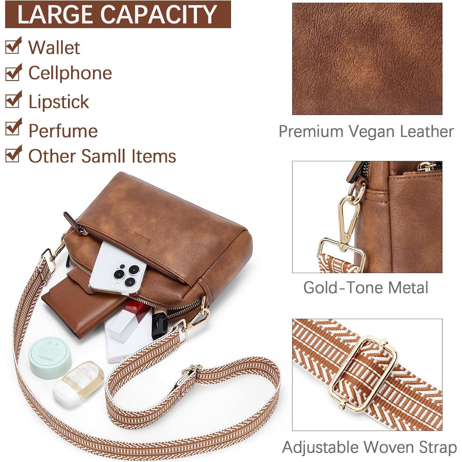 Bolso Cruzado BOSTANTEN de Cuero Vegano para Mujeres - Marrón