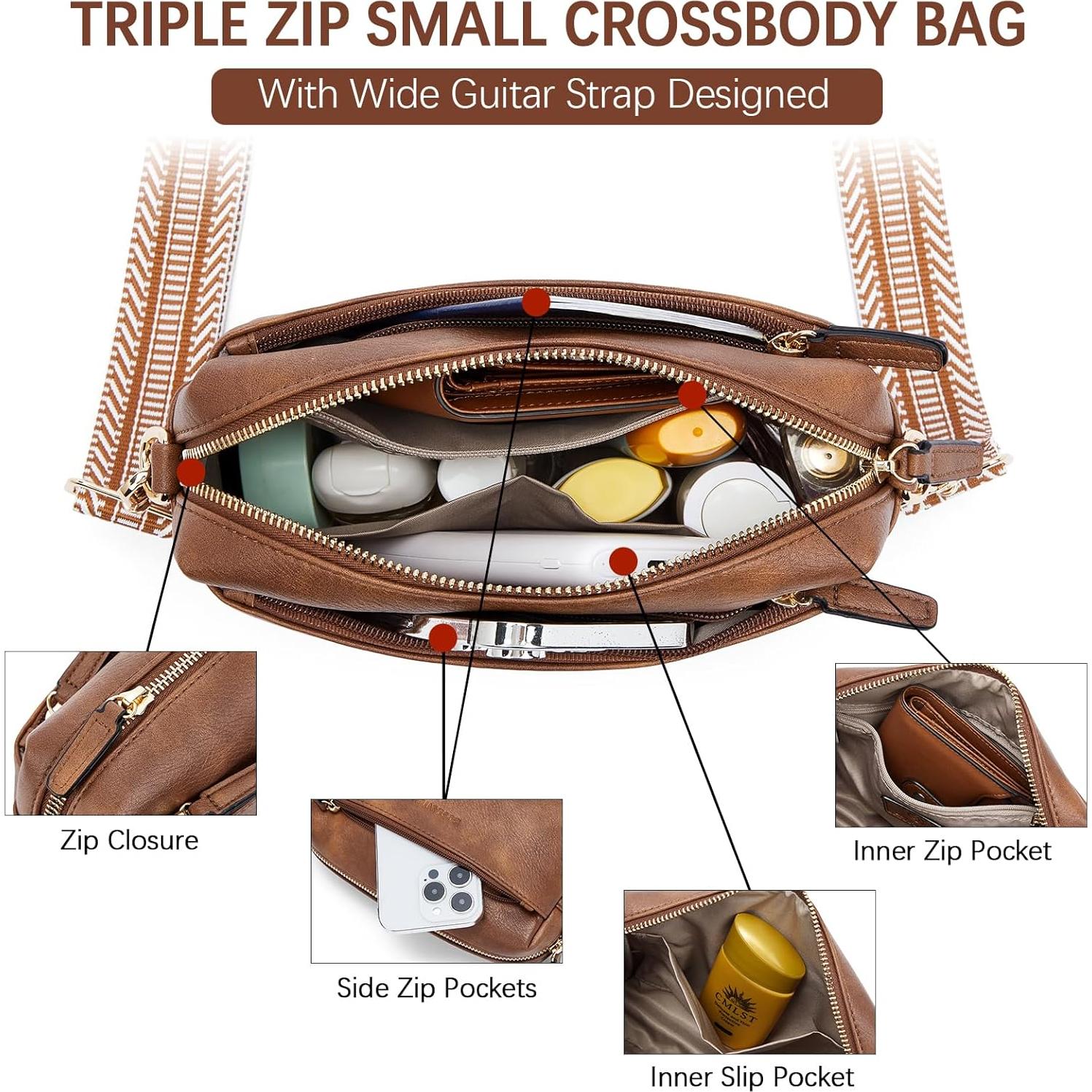 Bolso Cruzado BOSTANTEN de Cuero Vegano para Mujeres - Marrón