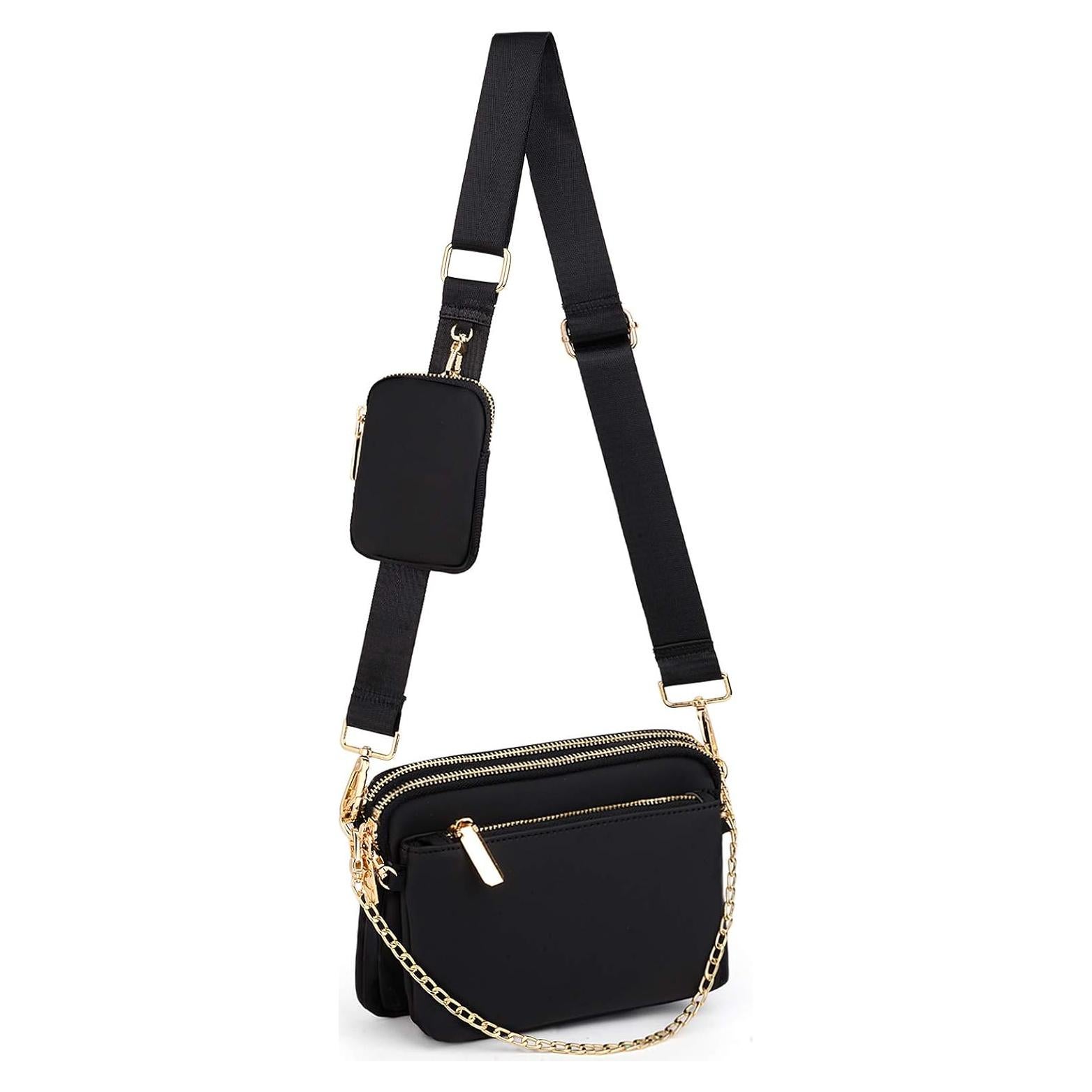 Bolso Cruzado UTO para Mujeres 3 en 1 Negro de Cuero Sintético