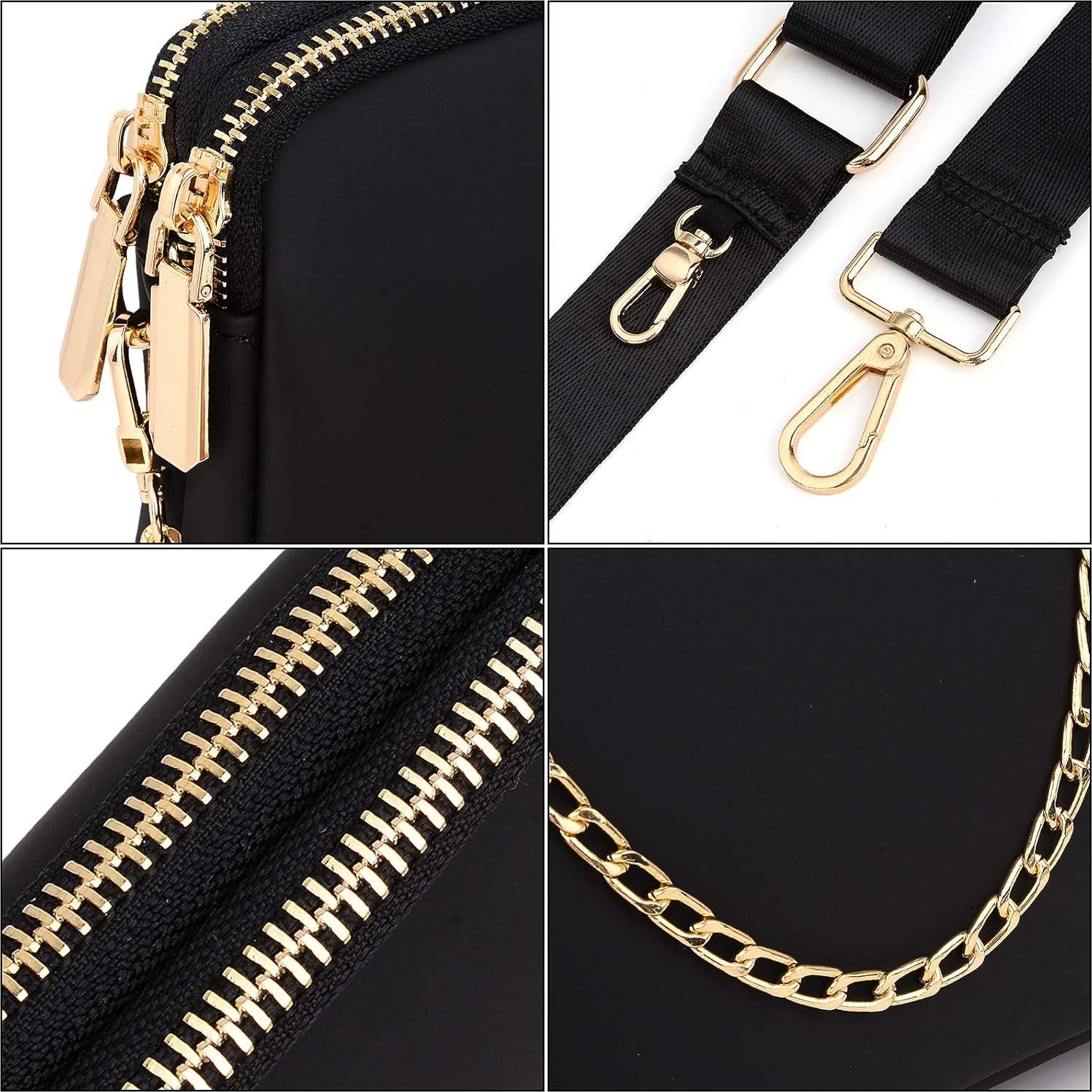 Bolso Cruzado UTO para Mujeres 3 en 1 Negro de Cuero Sintético