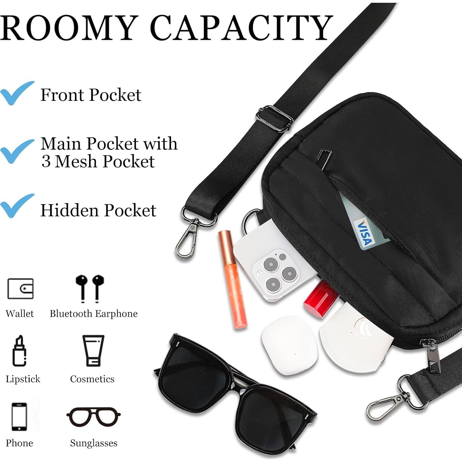 Bolsa Cruzada MAXTOP Negra con Correa Ajustable 21.8x5.1cm