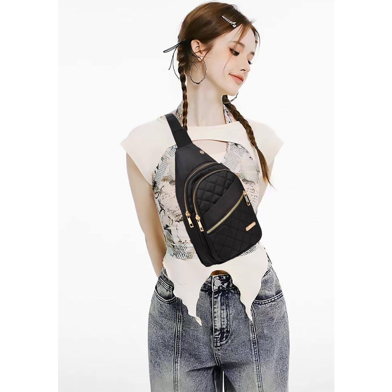 Mochila Cruzada Pequeña Bandolera Negra para Viajes y Deportes