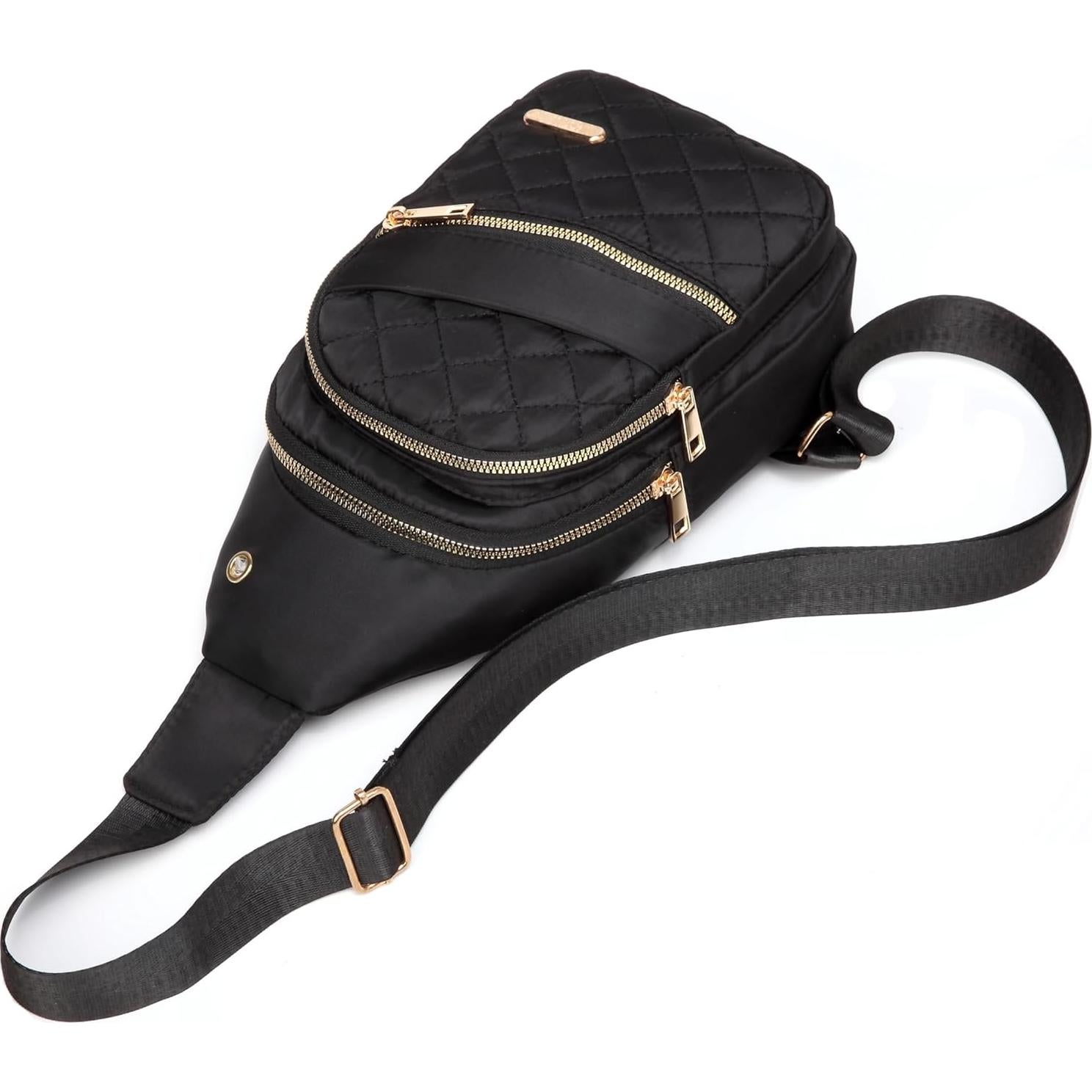 Mochila Cruzada Pequeña Bandolera Negra para Viajes y Deportes