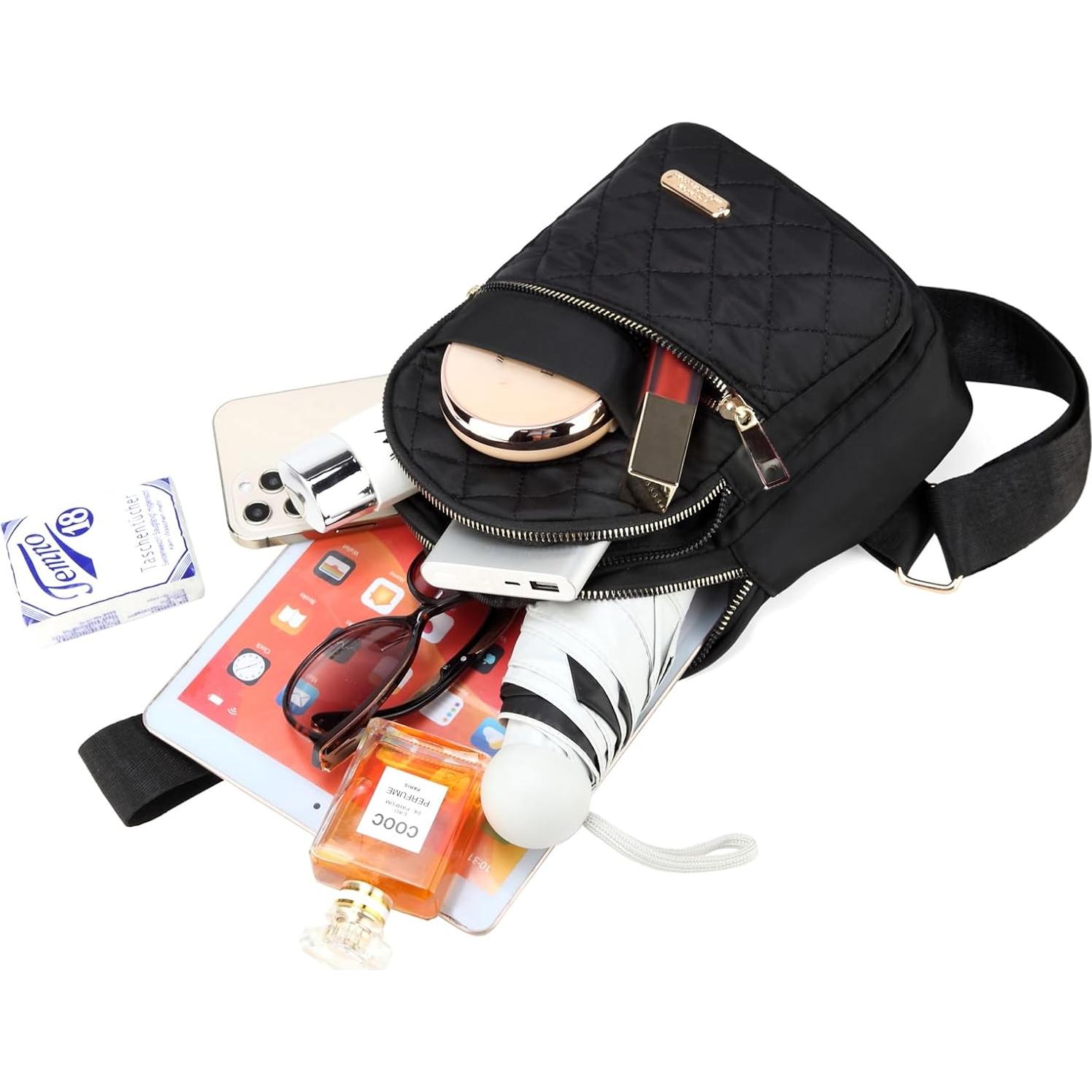 Mochila Cruzada Pequeña Bandolera Negra para Viajes y Deportes