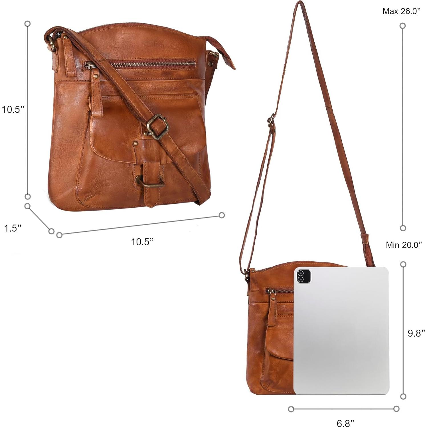 Bolso Cruzado de Cuero Oak Leathers para Mujeres - Marrón