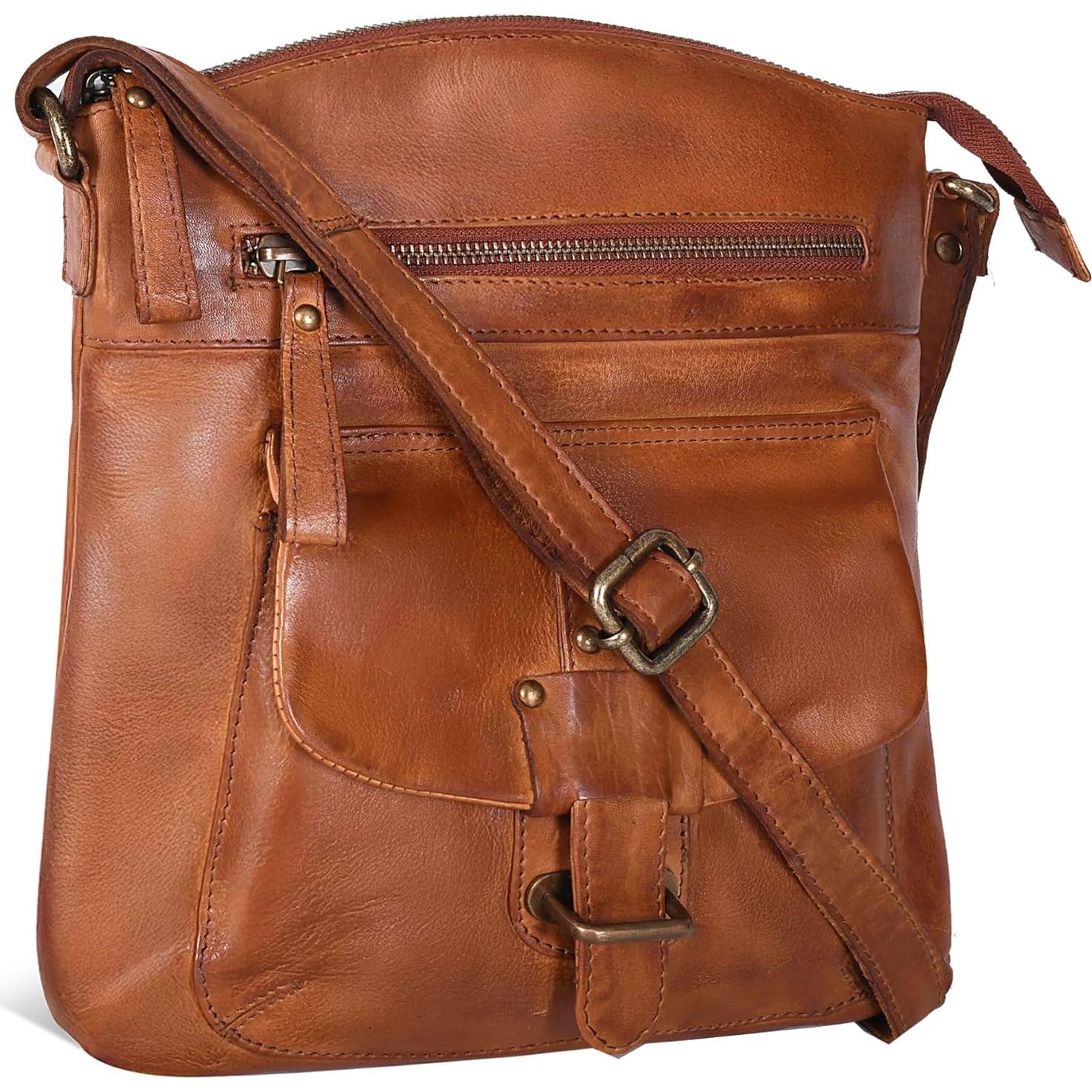 Bolso Cruzado de Cuero Oak Leathers para Mujeres - Marrón