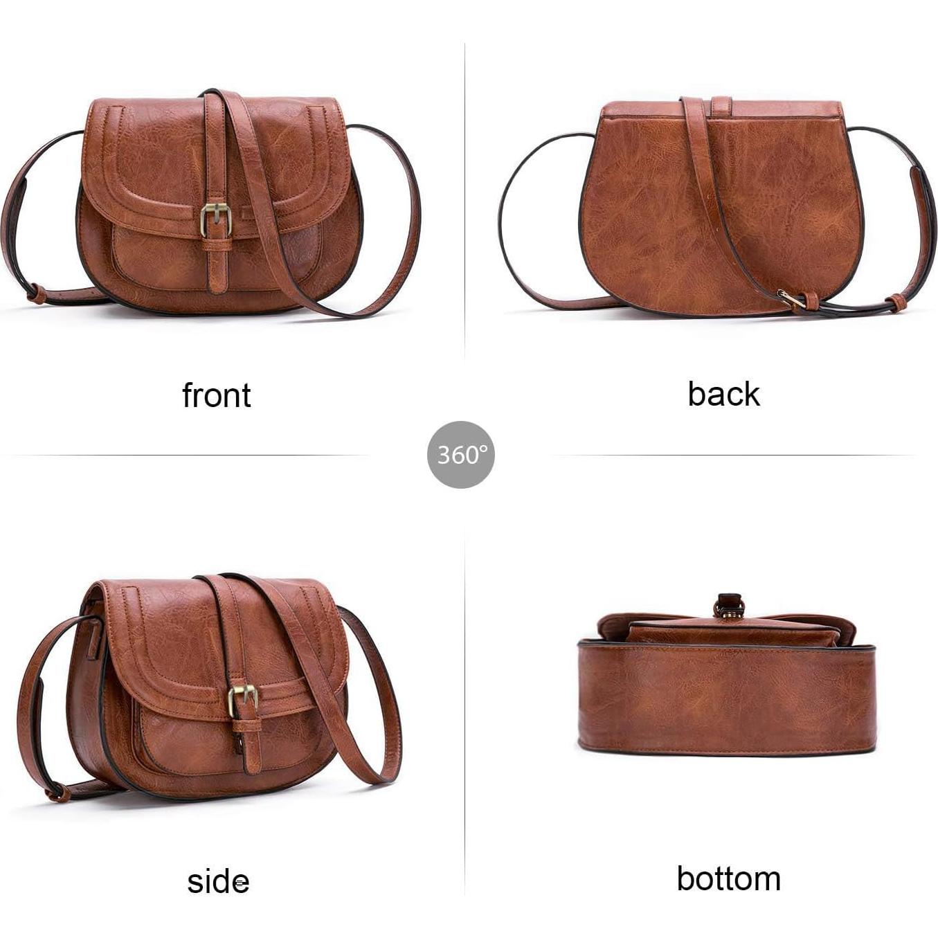 Bolso Cruzado AFKOMST para Mujeres, Cuero Vegano Marrón