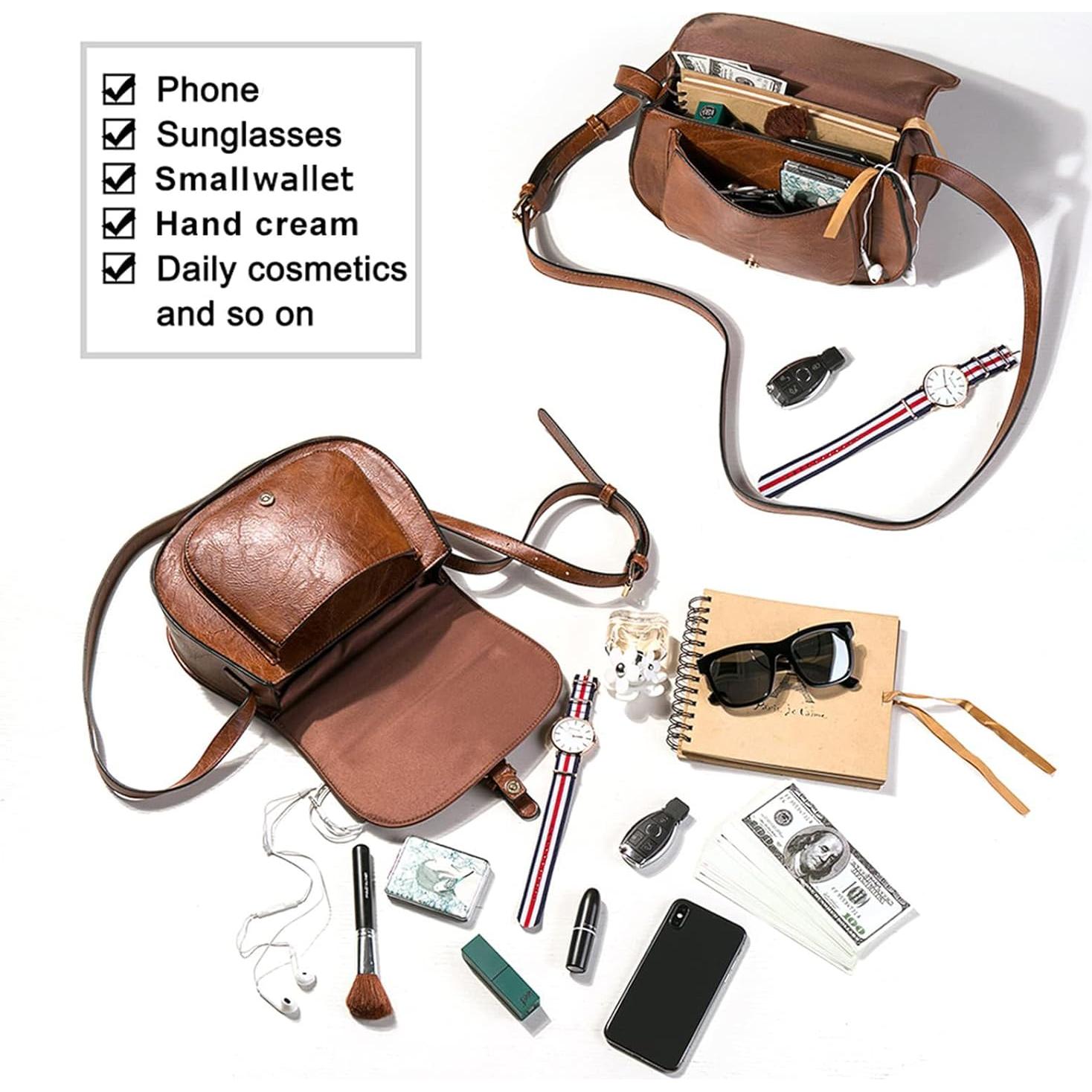 Bolso Cruzado AFKOMST para Mujeres, Cuero Vegano Marrón