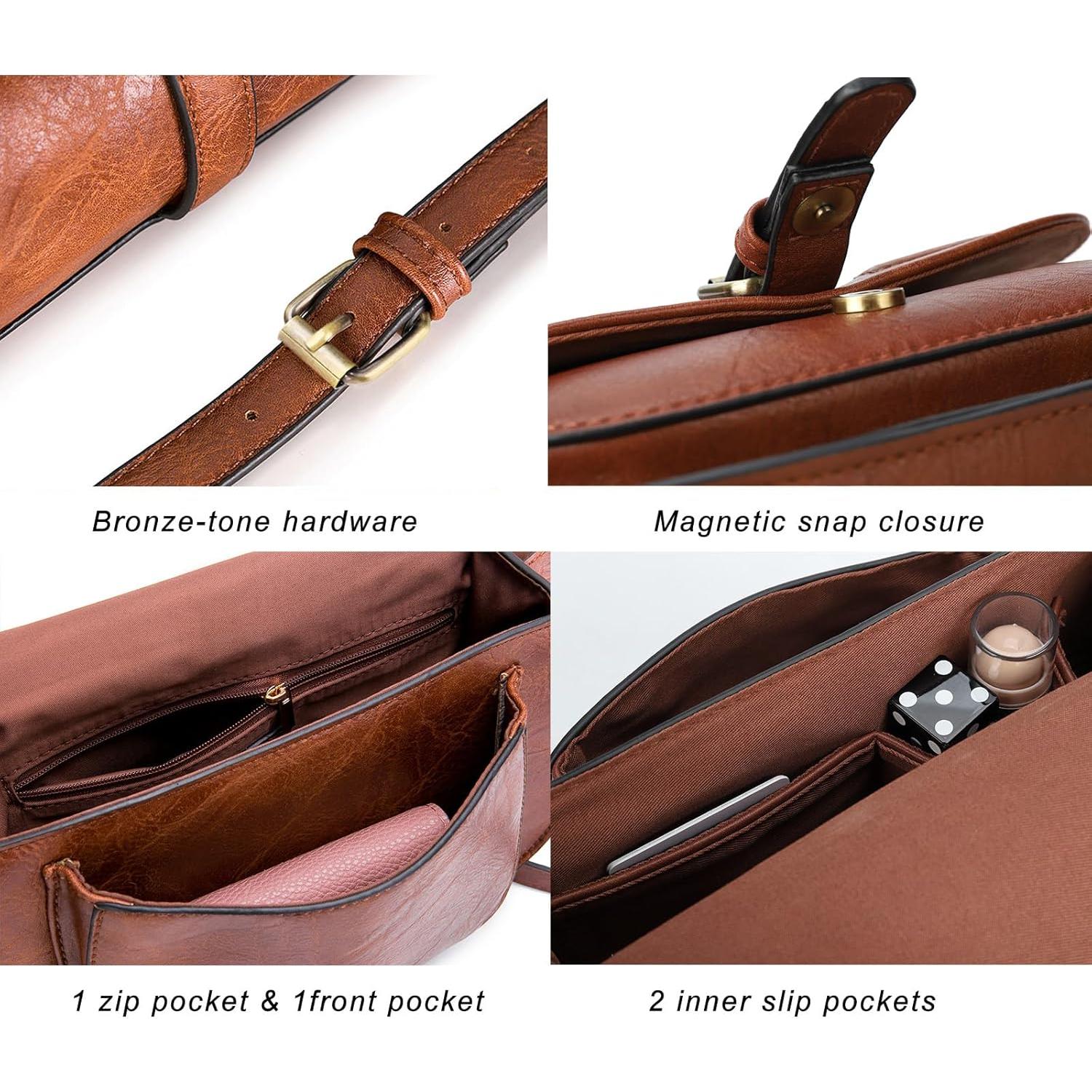 Bolso Cruzado AFKOMST para Mujeres, Cuero Vegano Marrón