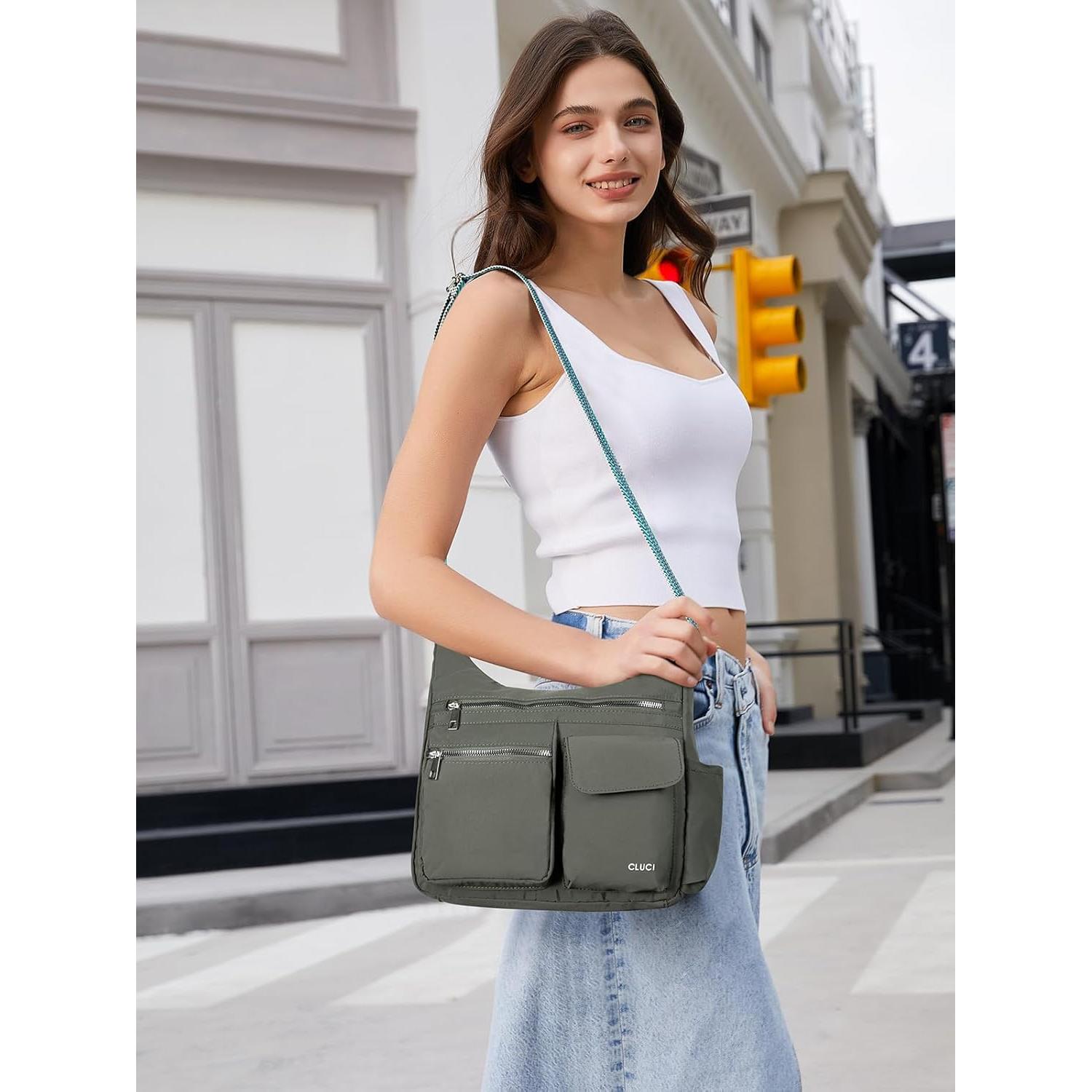 Bolso de Viaje Cruzado CLUCI para Mujeres Impermeable Verde