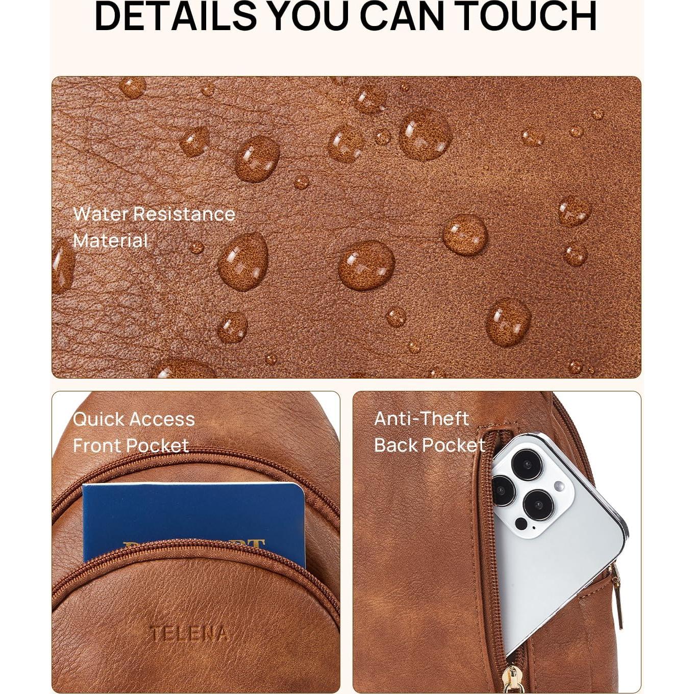 Bolso Cruzado Pequeño Telena de Cuero para Mujeres 17x8cm