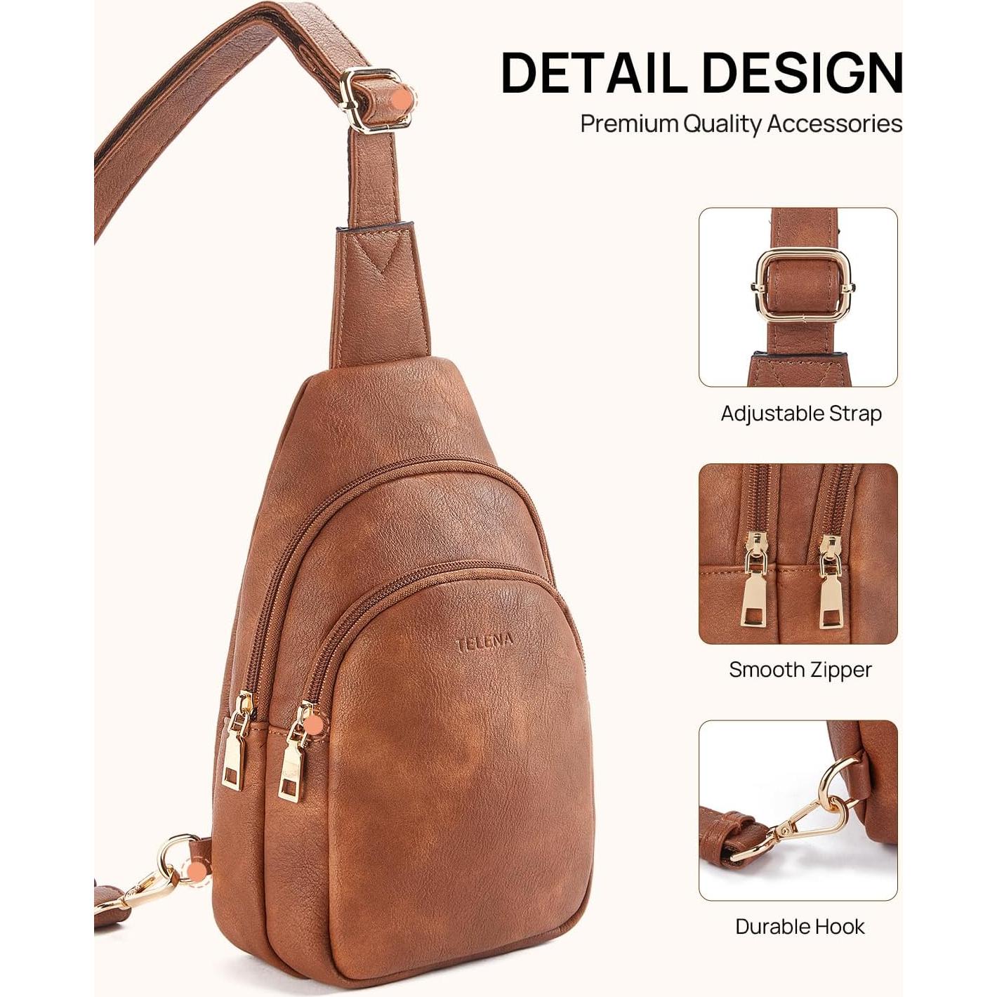 Bolso Cruzado Pequeño Telena de Cuero para Mujeres 17x8cm