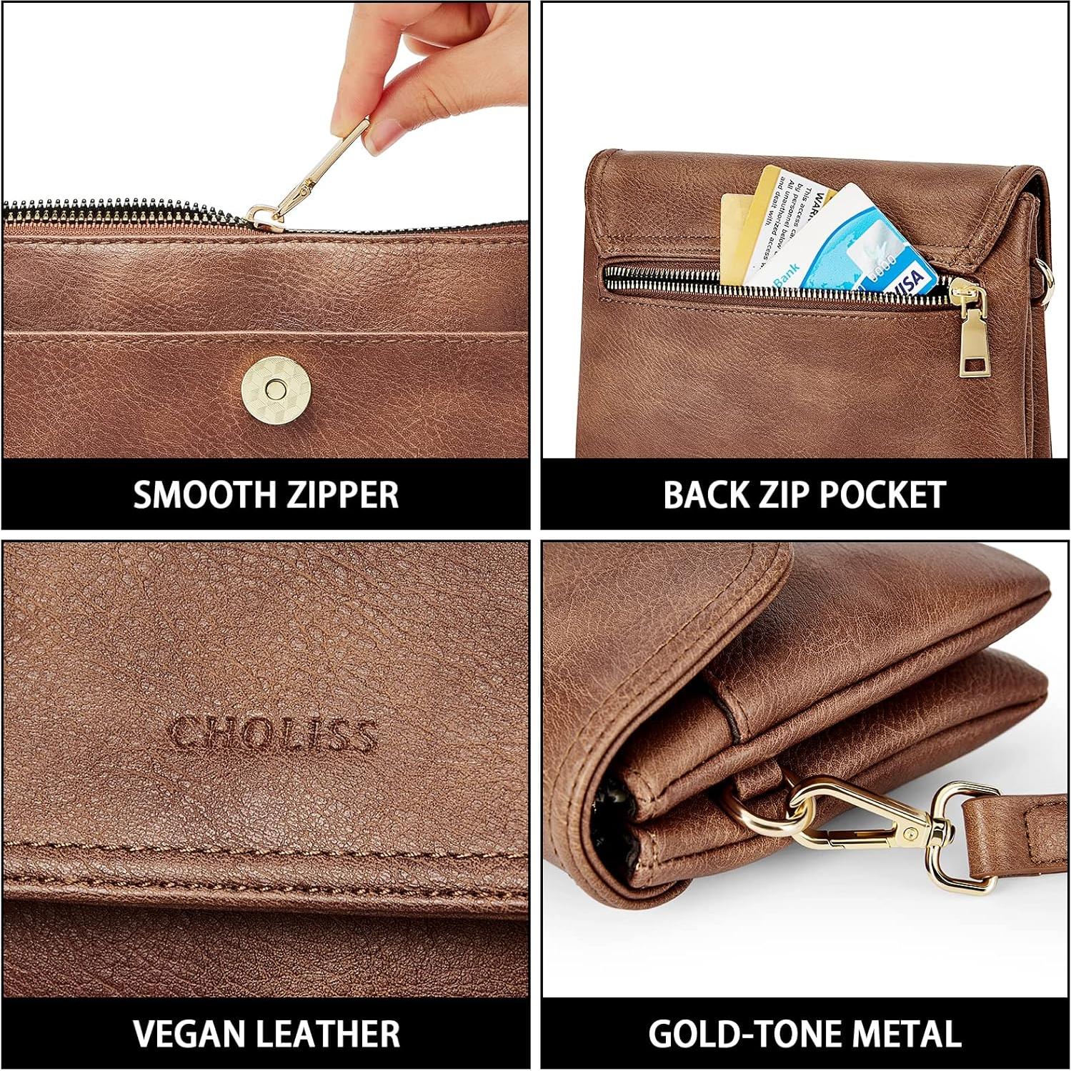 Bolso Cruzado CHOLISS de Cuero Vegano para Mujeres - Marrón Retro