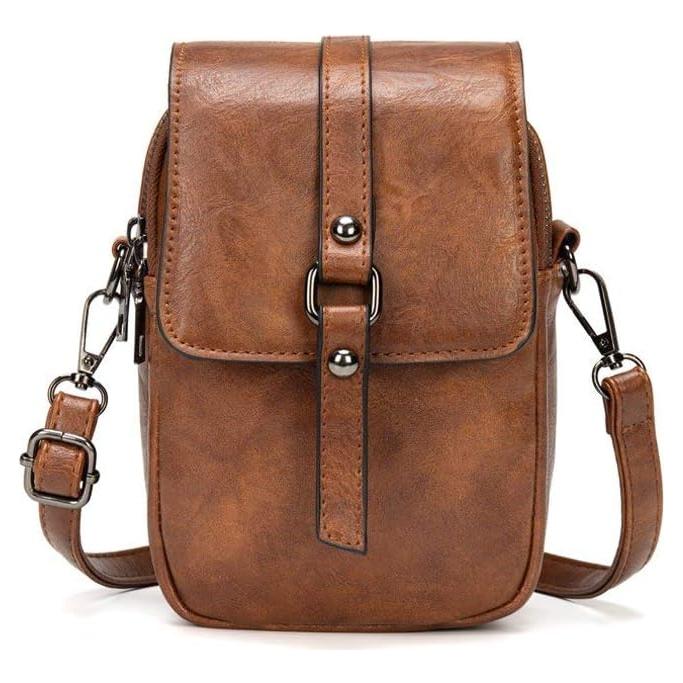 Bolso Cruzado de Cuero PU MyFriday para Mujeres - Vintage, Negro