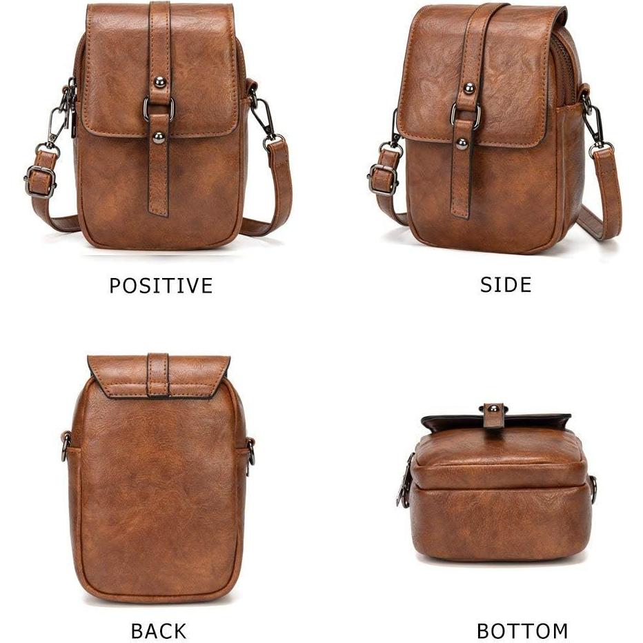 Bolso Cruzado de Cuero PU MyFriday para Mujeres - Vintage, Negro