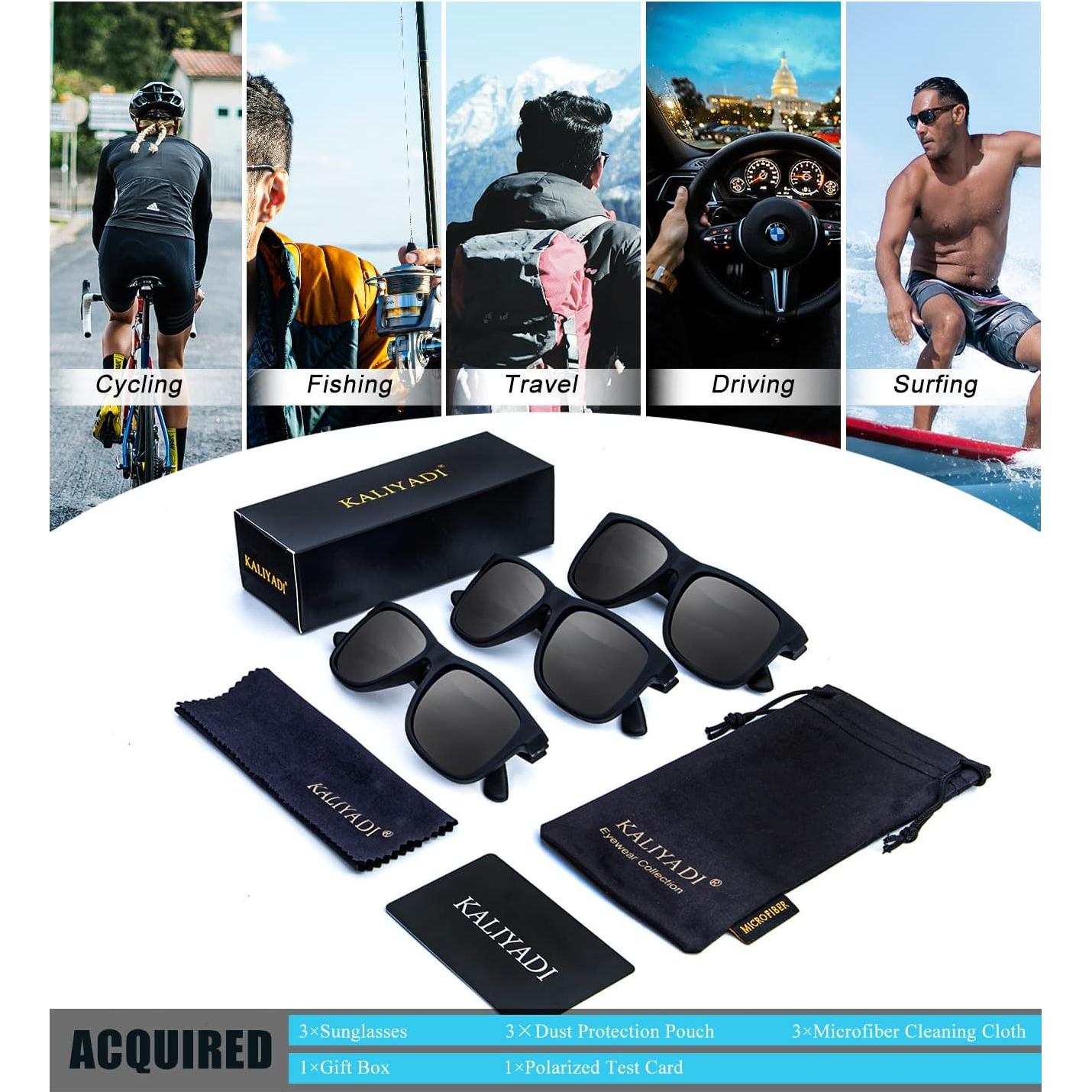 Gafas de sol polarizadas KALIYADI S65-C 3 Pack Unisex UV