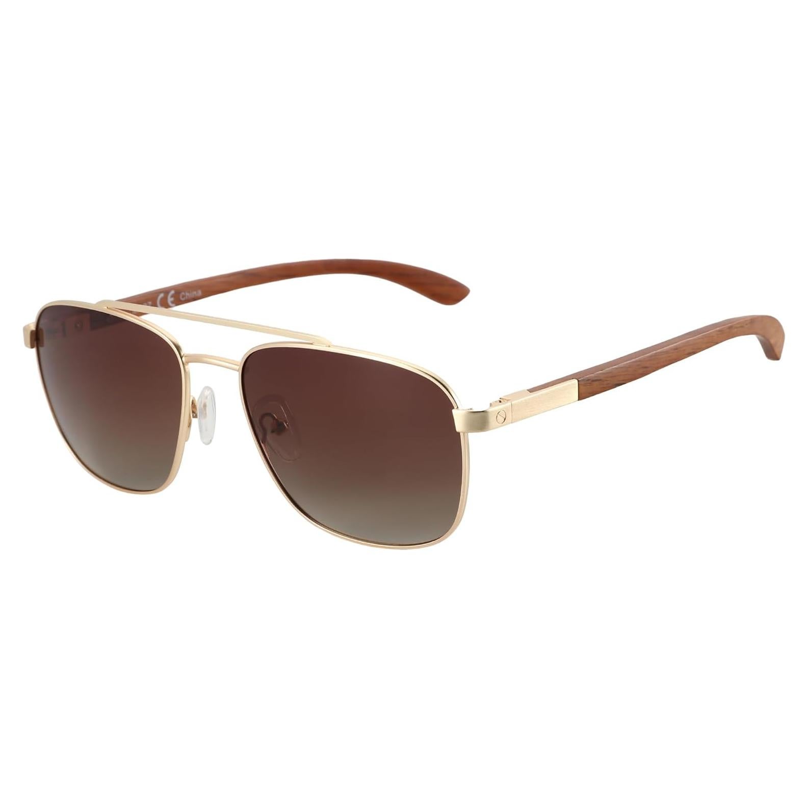 Gafas de sol aviador Zenottic de madera polarizadas UV400