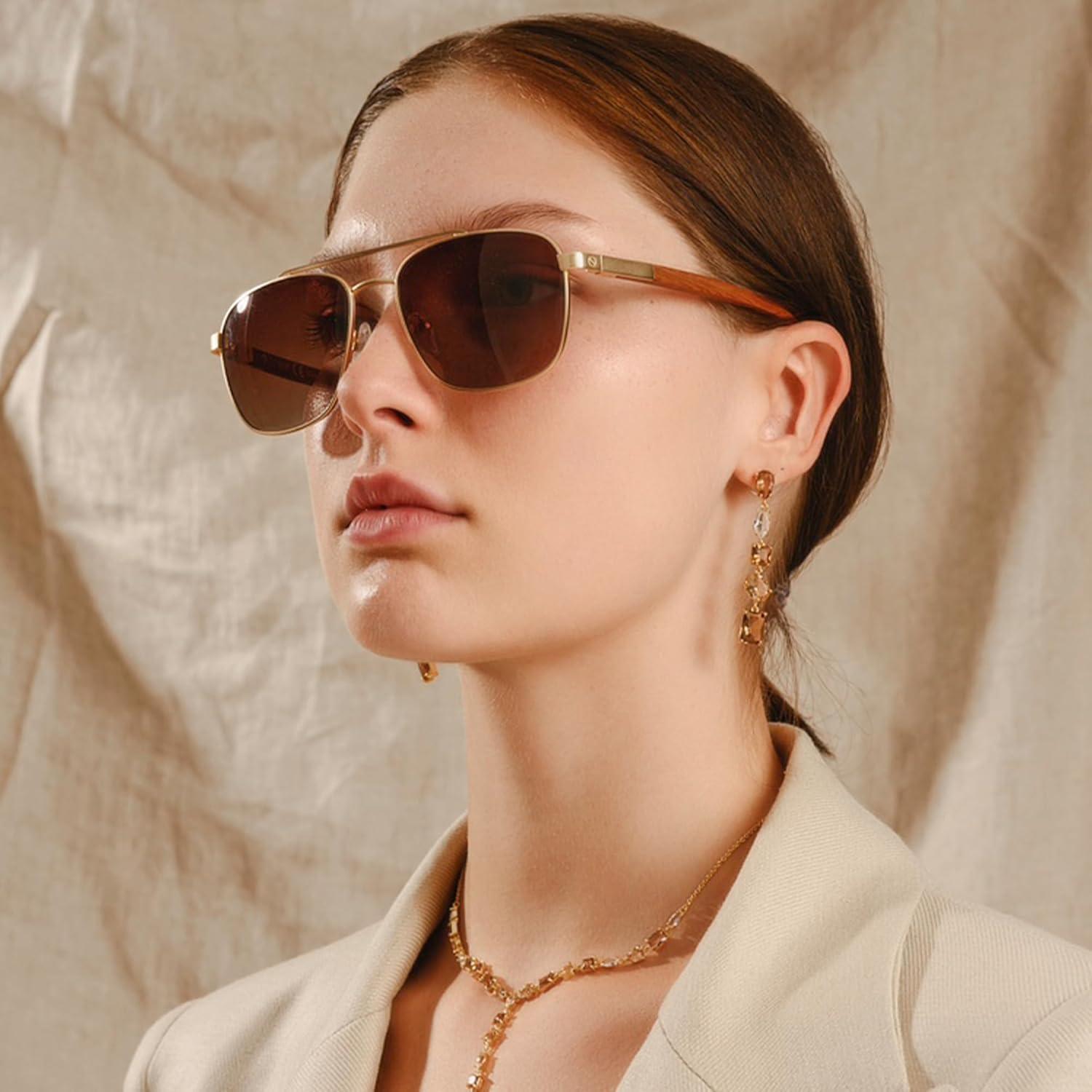 Gafas de sol aviador Zenottic de madera polarizadas UV400