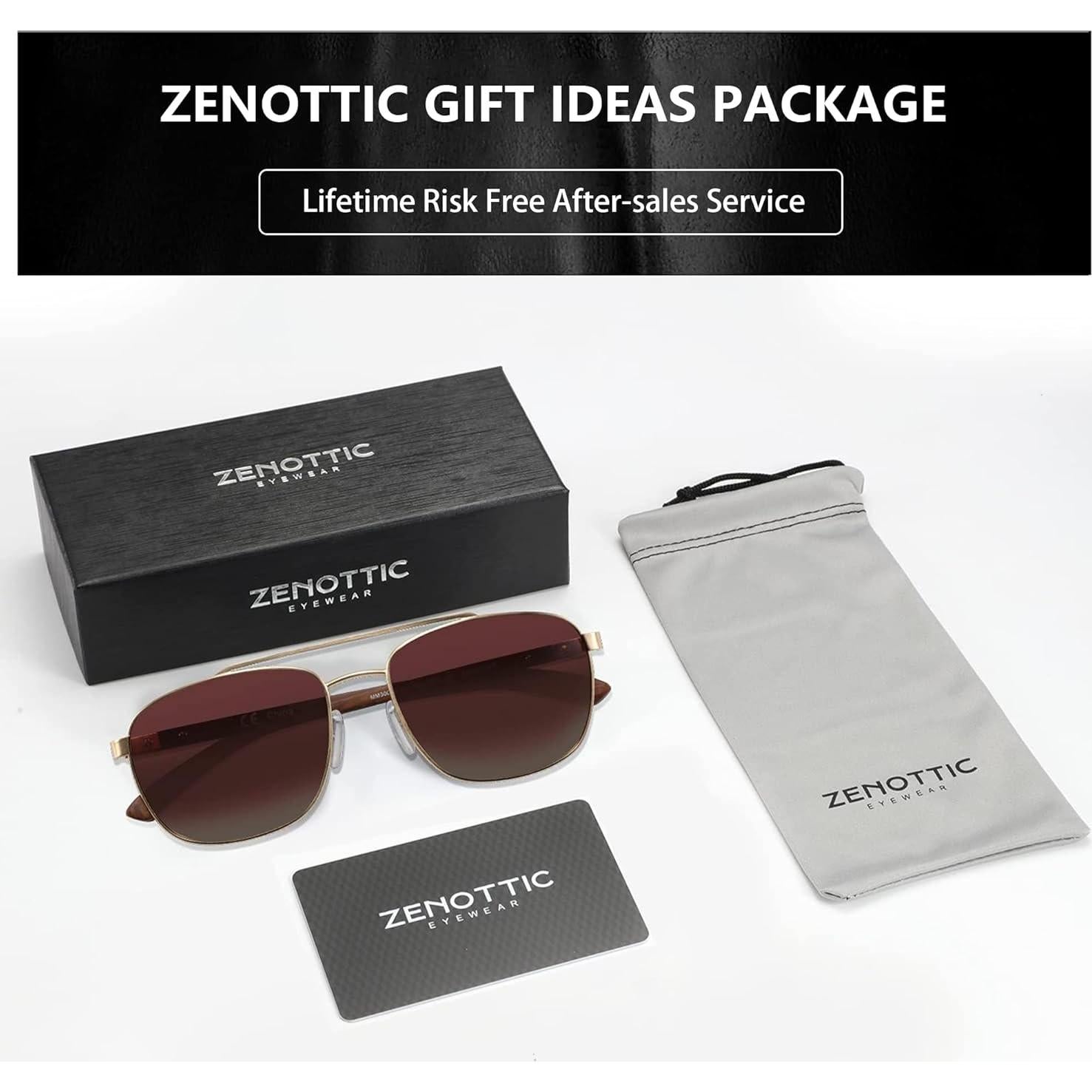 Gafas de sol aviador Zenottic de madera polarizadas UV400