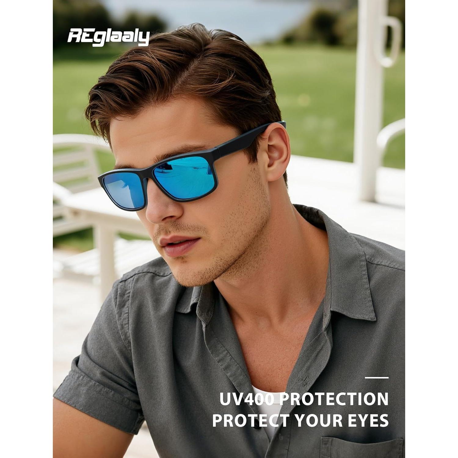 Gafas de sol polarizadas Reglaaly UV400 para hombres negras