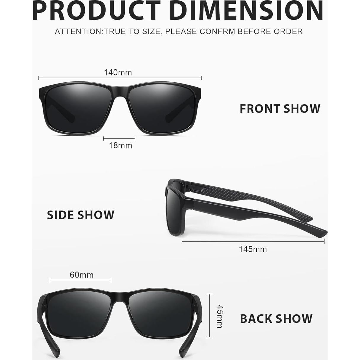 Gafas de sol polarizadas Reglaaly UV400 para hombres negras