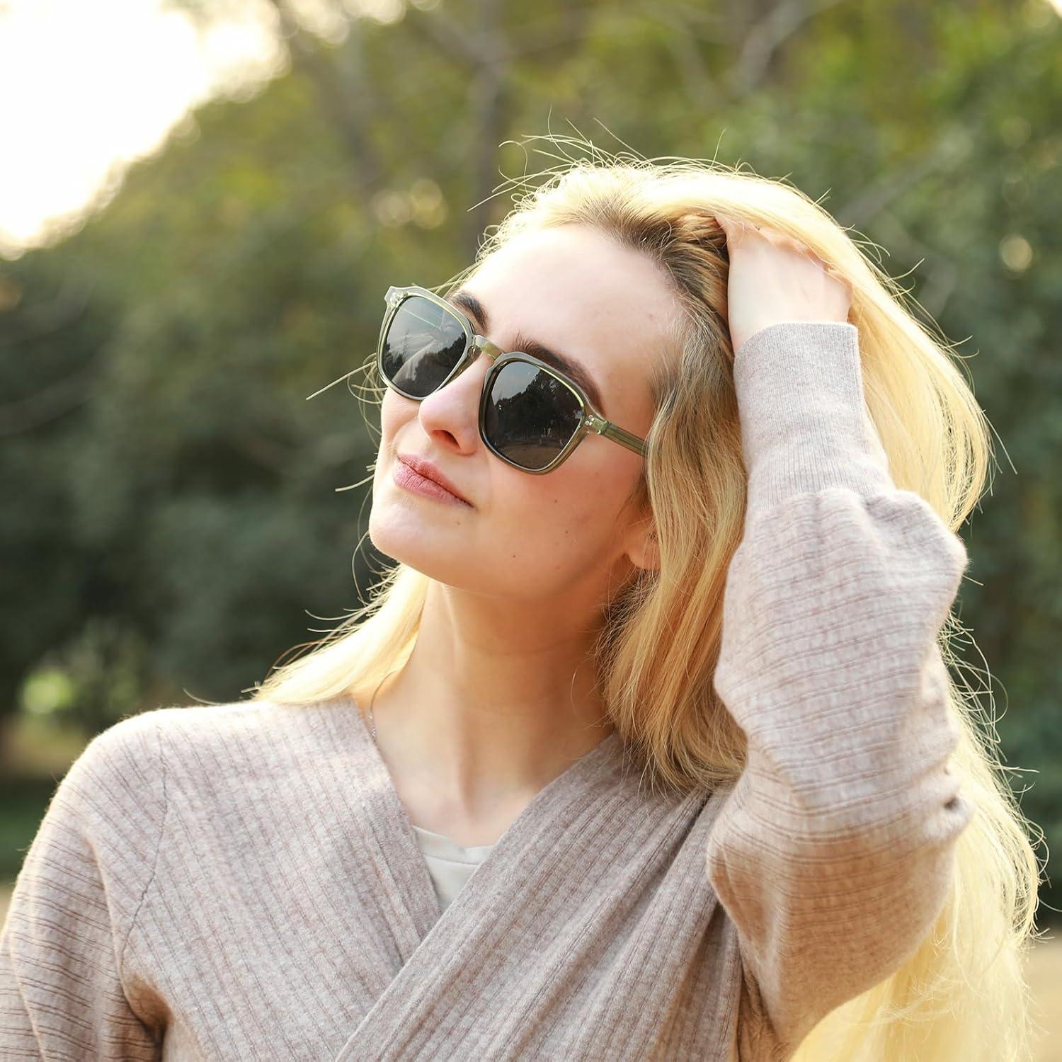 Gafas de sol polarizadas Kisdate para hombres y mujeres - Verde claro