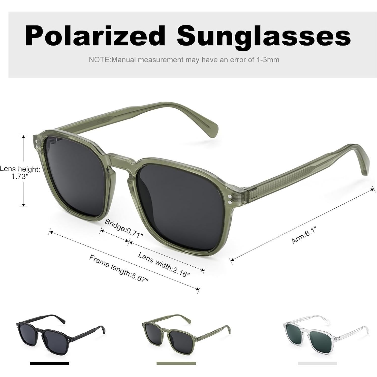 Gafas de sol polarizadas Kisdate para hombres y mujeres - Verde claro