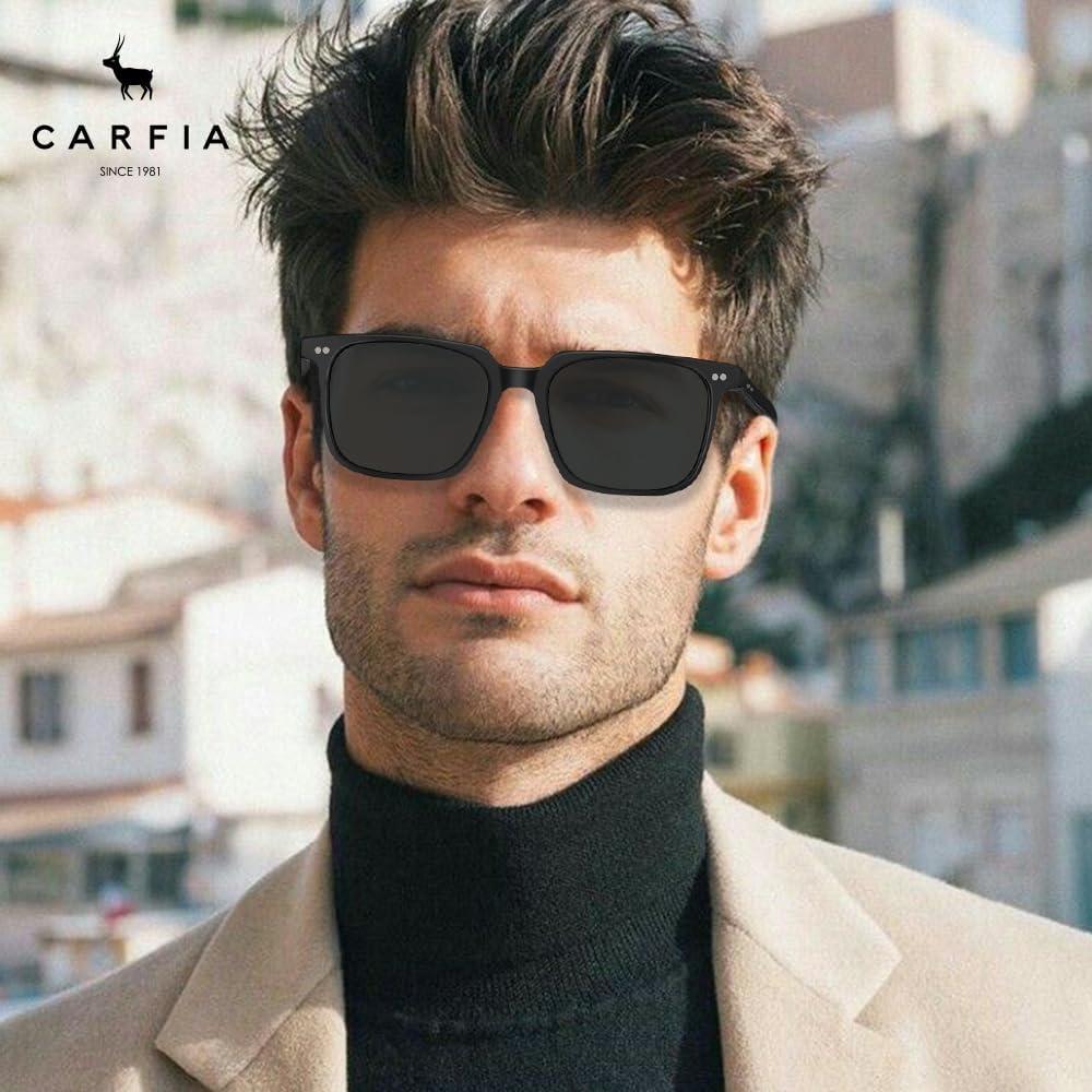Gafas de sol Carfia retro negras UV400 para hombres